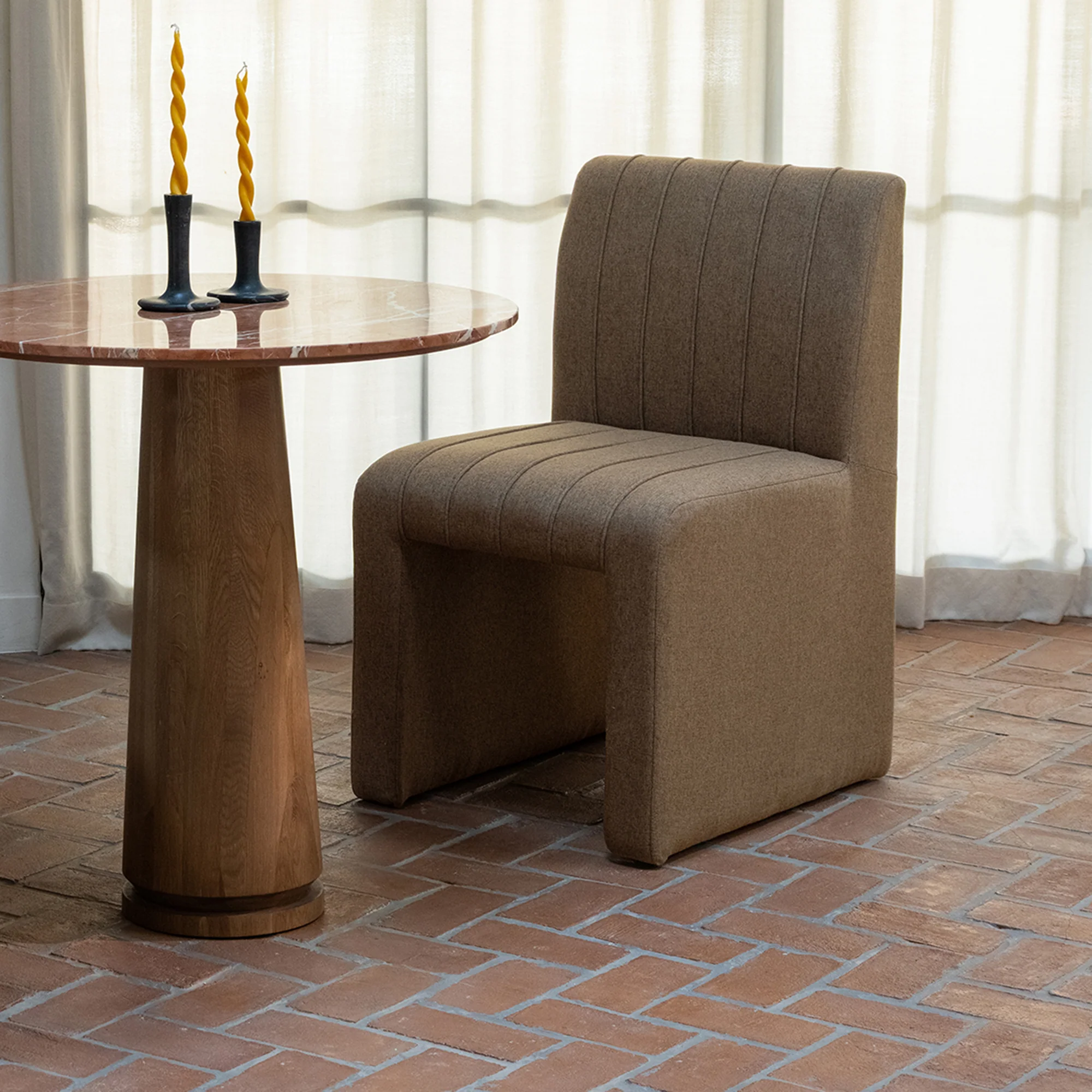 Sage Alicante Red Marble/Dark Brown Cafe Table - Image 7