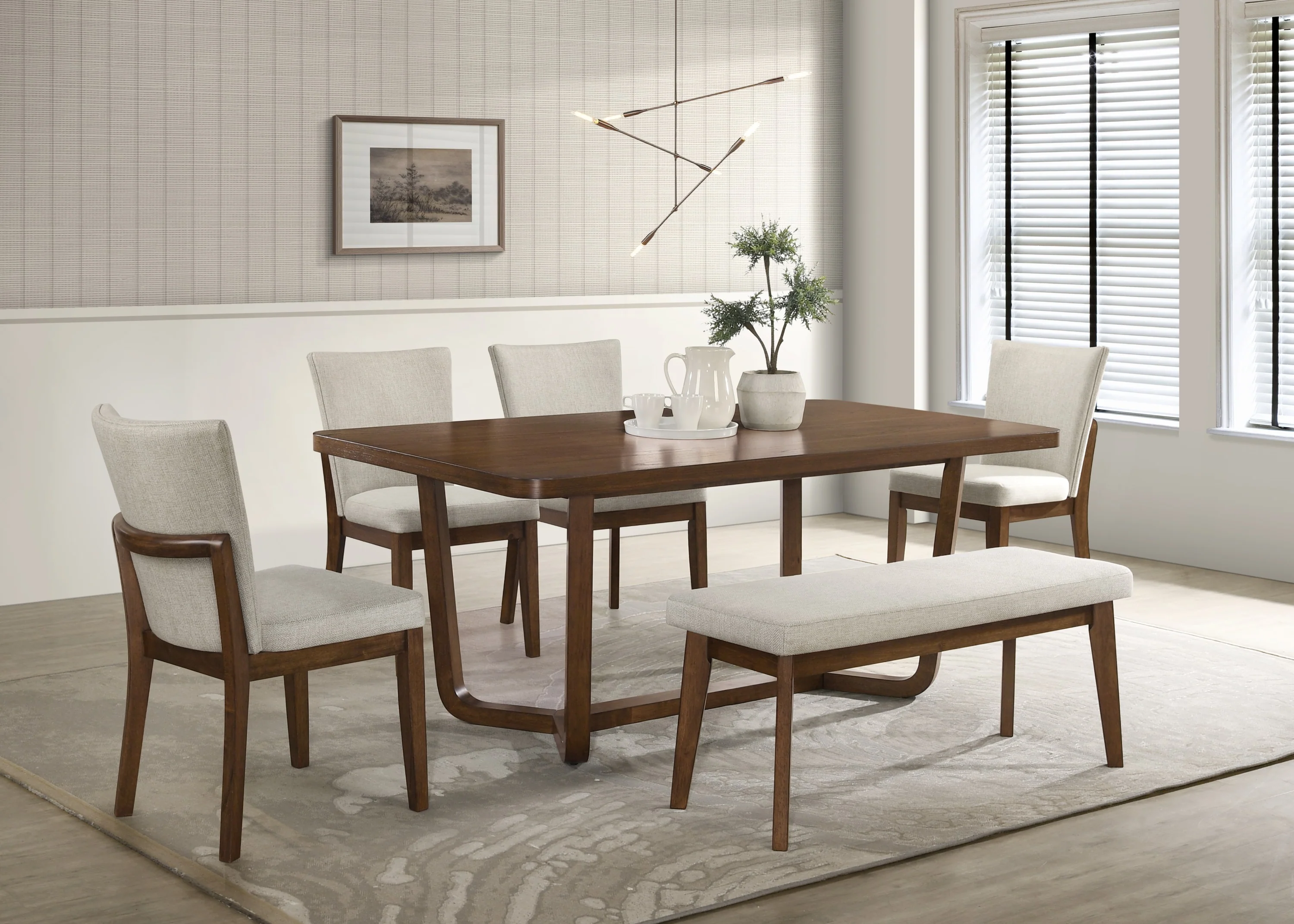 Salerno Walnut/Beige Dining Set - Image 2