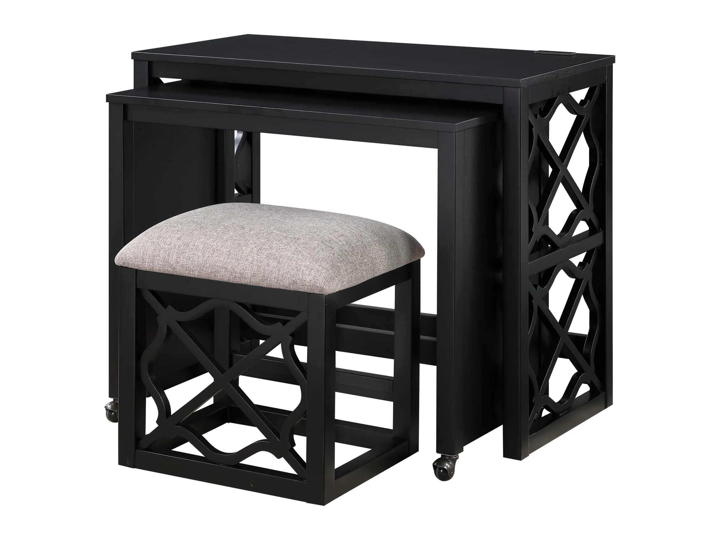 Salina Black 3-Piece Pack Desks w/ Stool Set