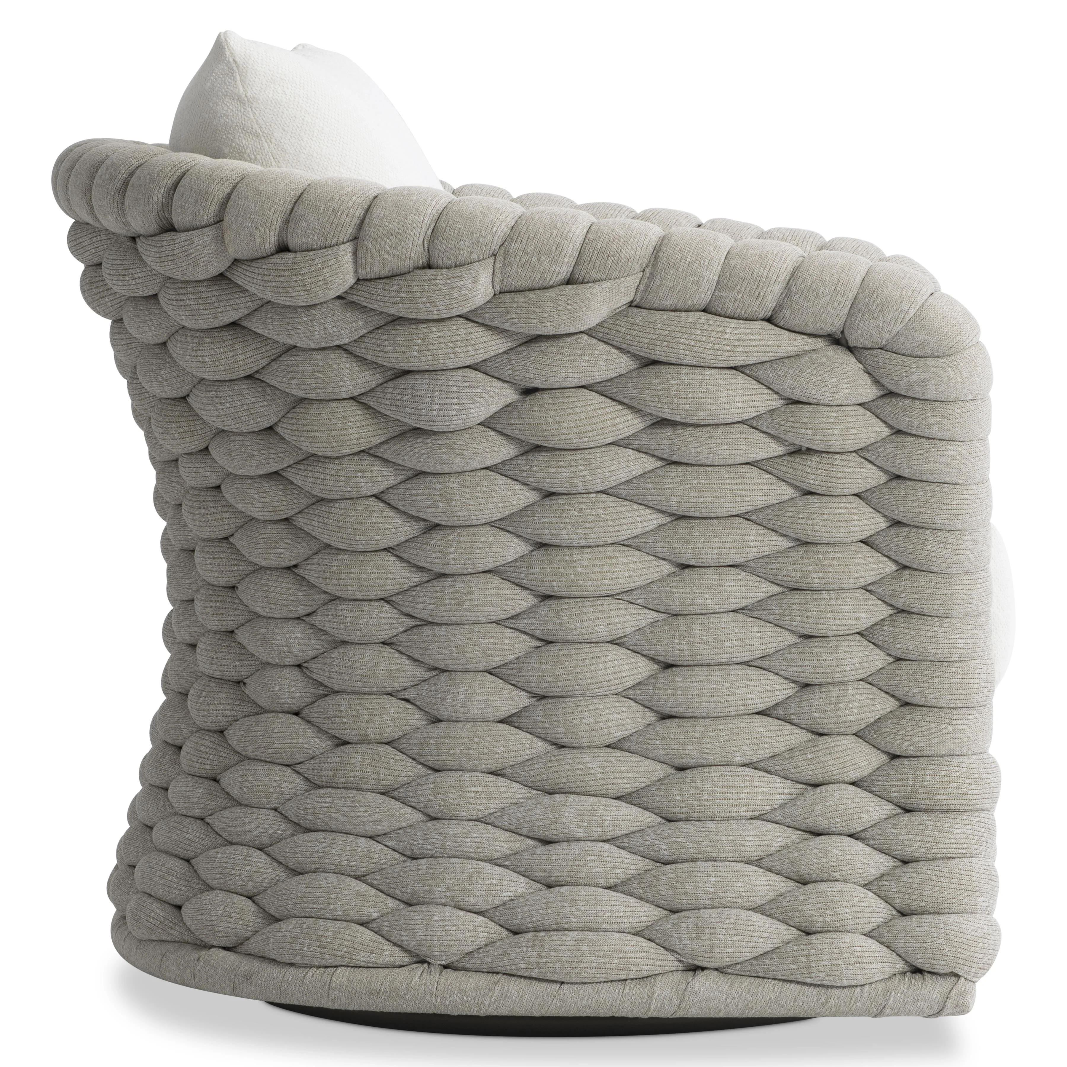 Salinas Driftwood/White/Cream Outdoor Swivel Chair - Image 2