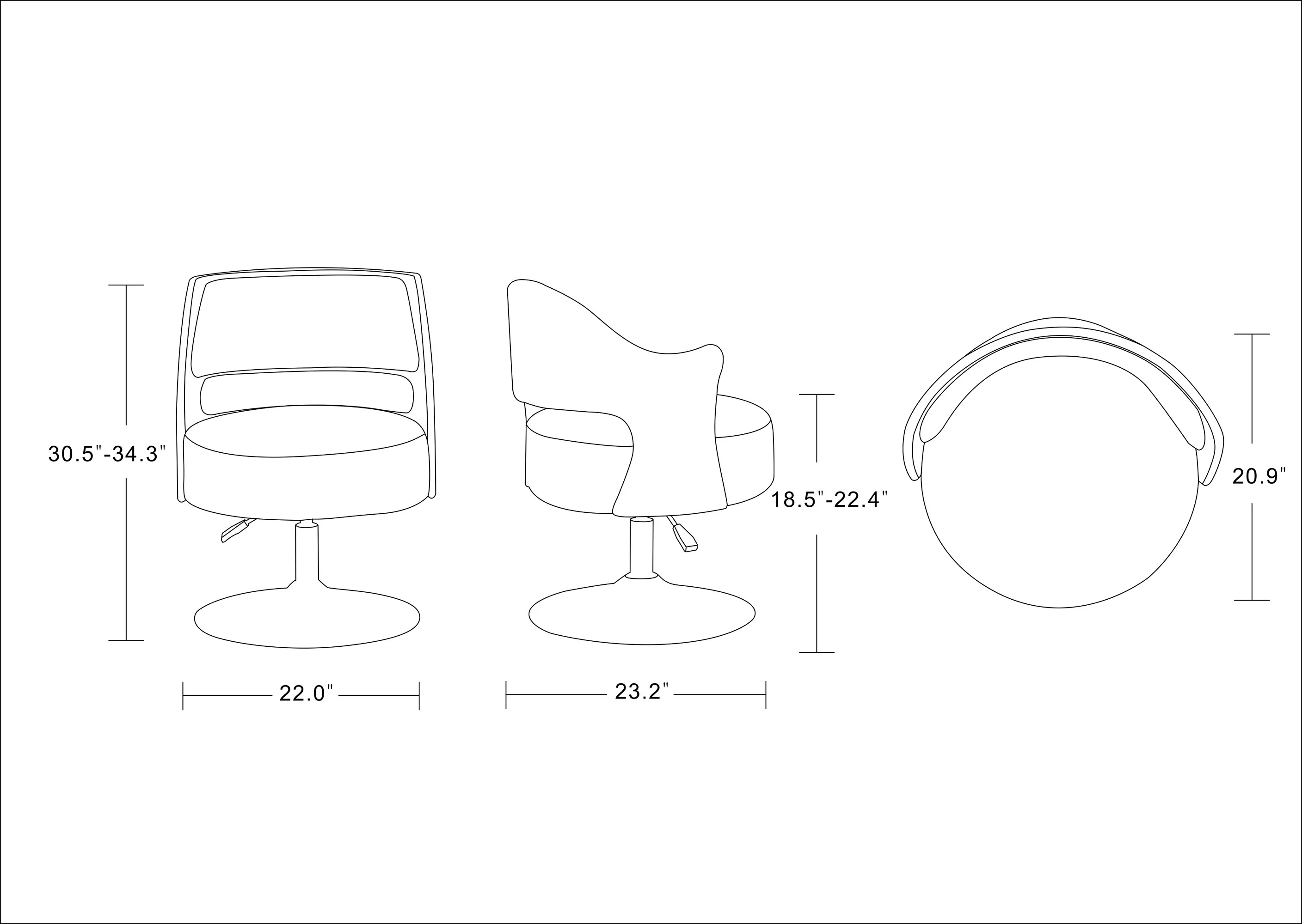 Salon Adjustable Height Swivel Accent Chair in White and Polished Chrome - Image 3