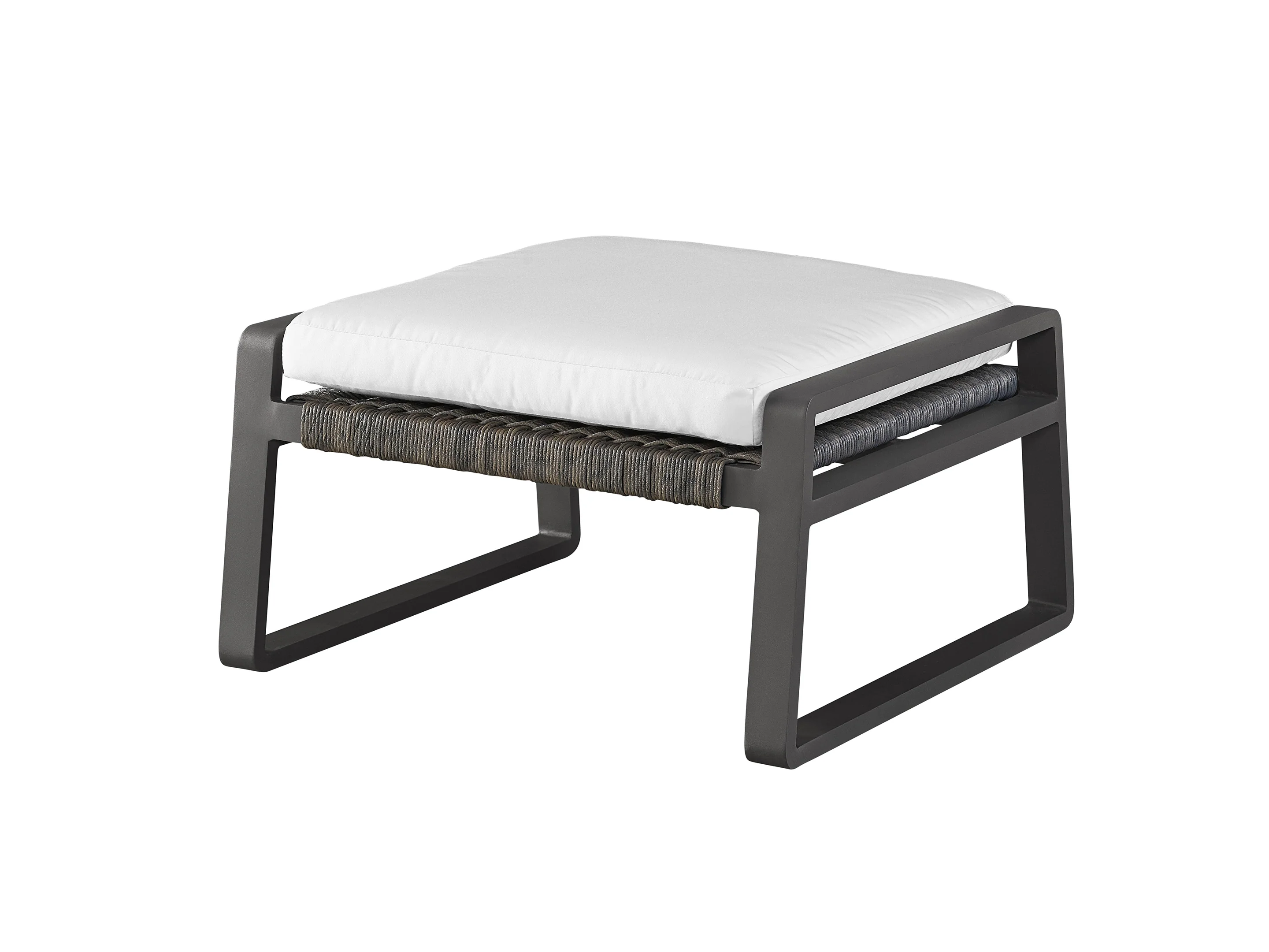 San Clemente Natural Teak/Carbon Aluminum/Brindle Wicker Ottoman - Image 2
