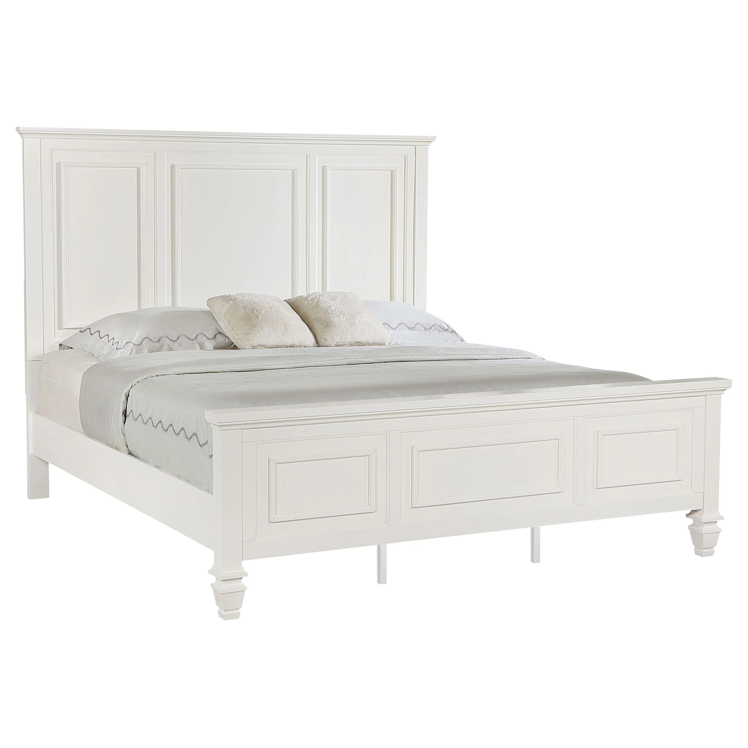 Sandy Beach Cream White 63-inch Eastern King Wood Panel Bed - Image 3