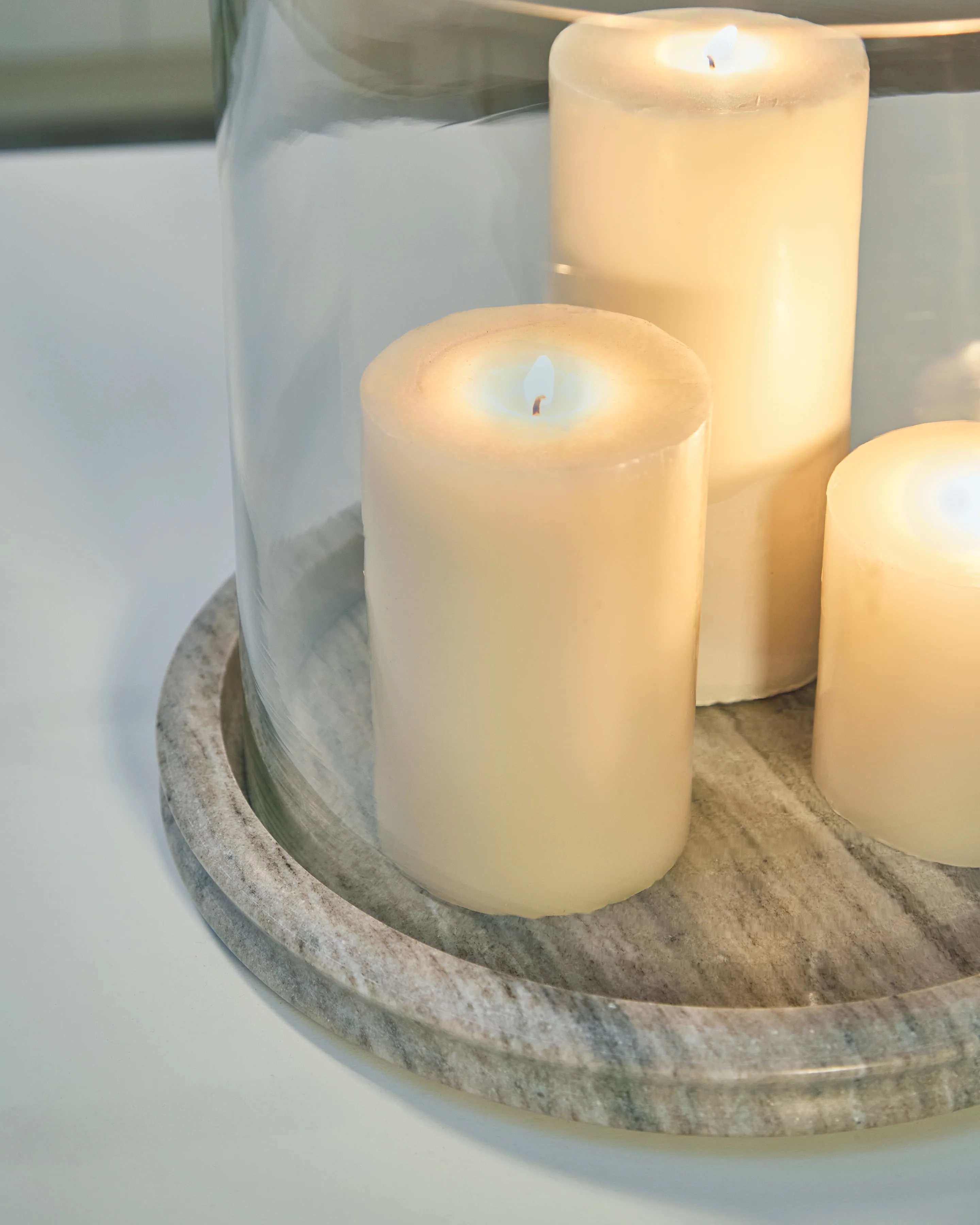 Saskia Clear/Beige Candle Holder - Image 3