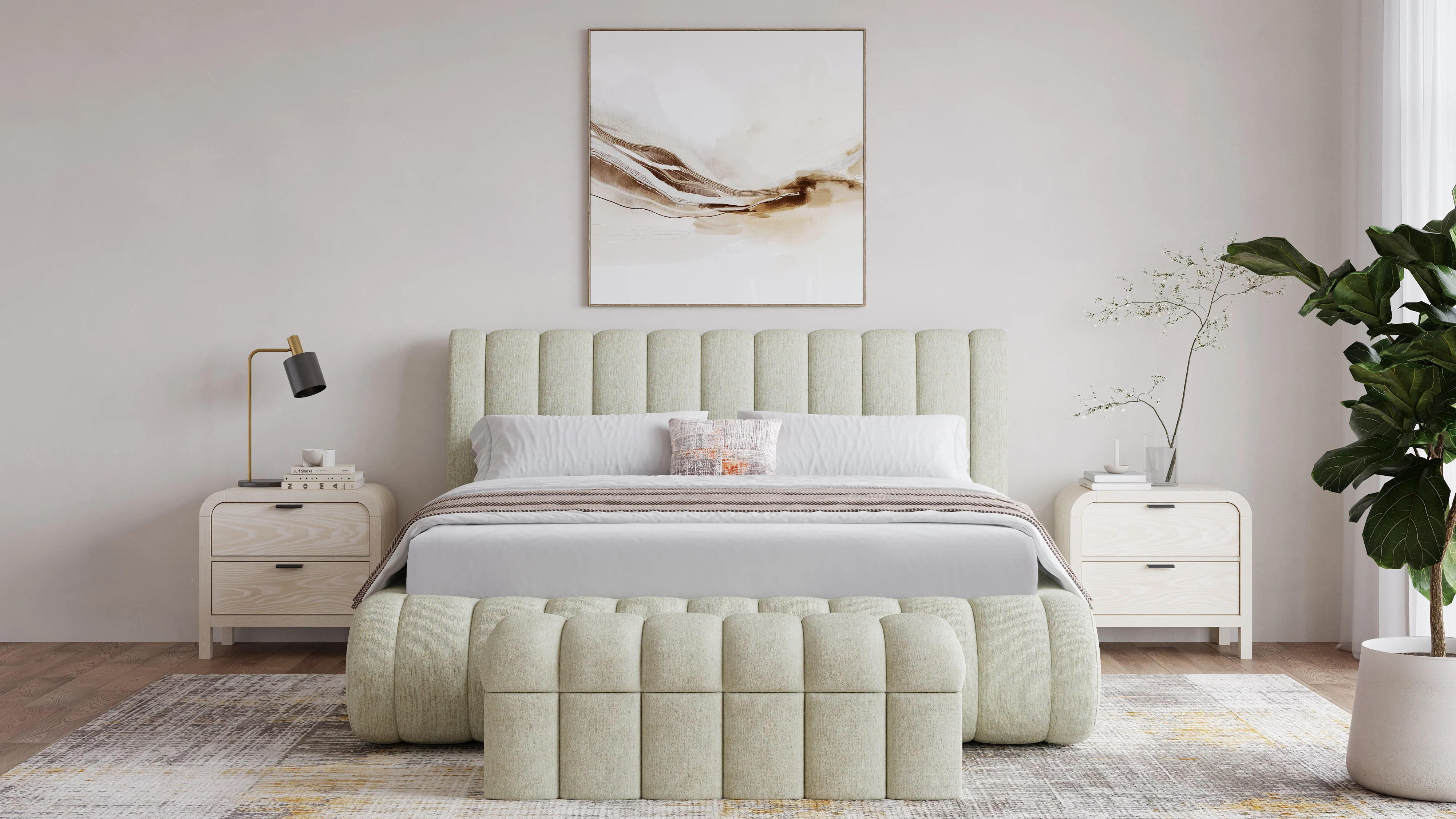 Savage Maximalist Eastern King Upholstered Bed in Sandy Chenille - Image 2