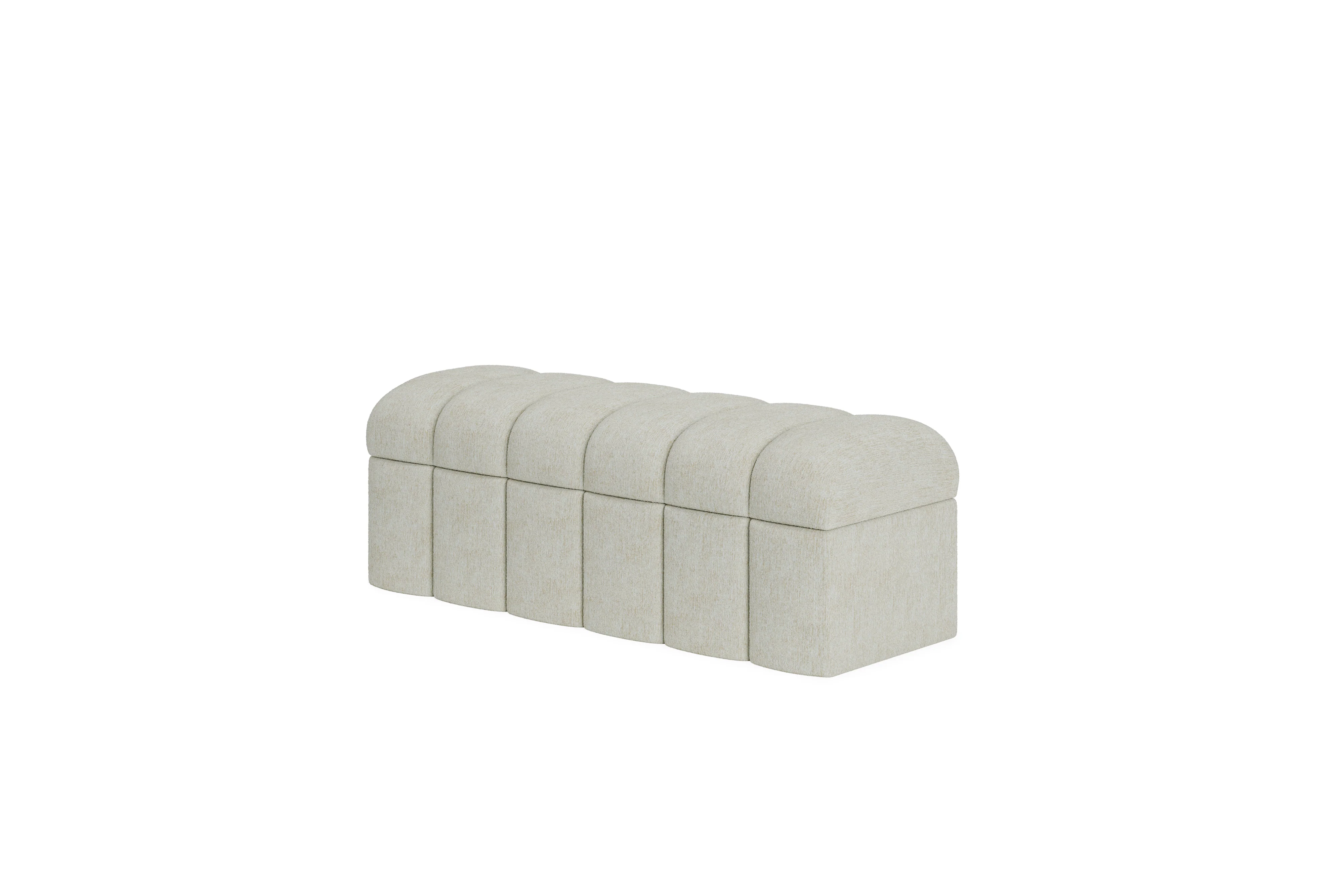Savage Upholstered Storage Bench in Sandy Chenille - Image 2
