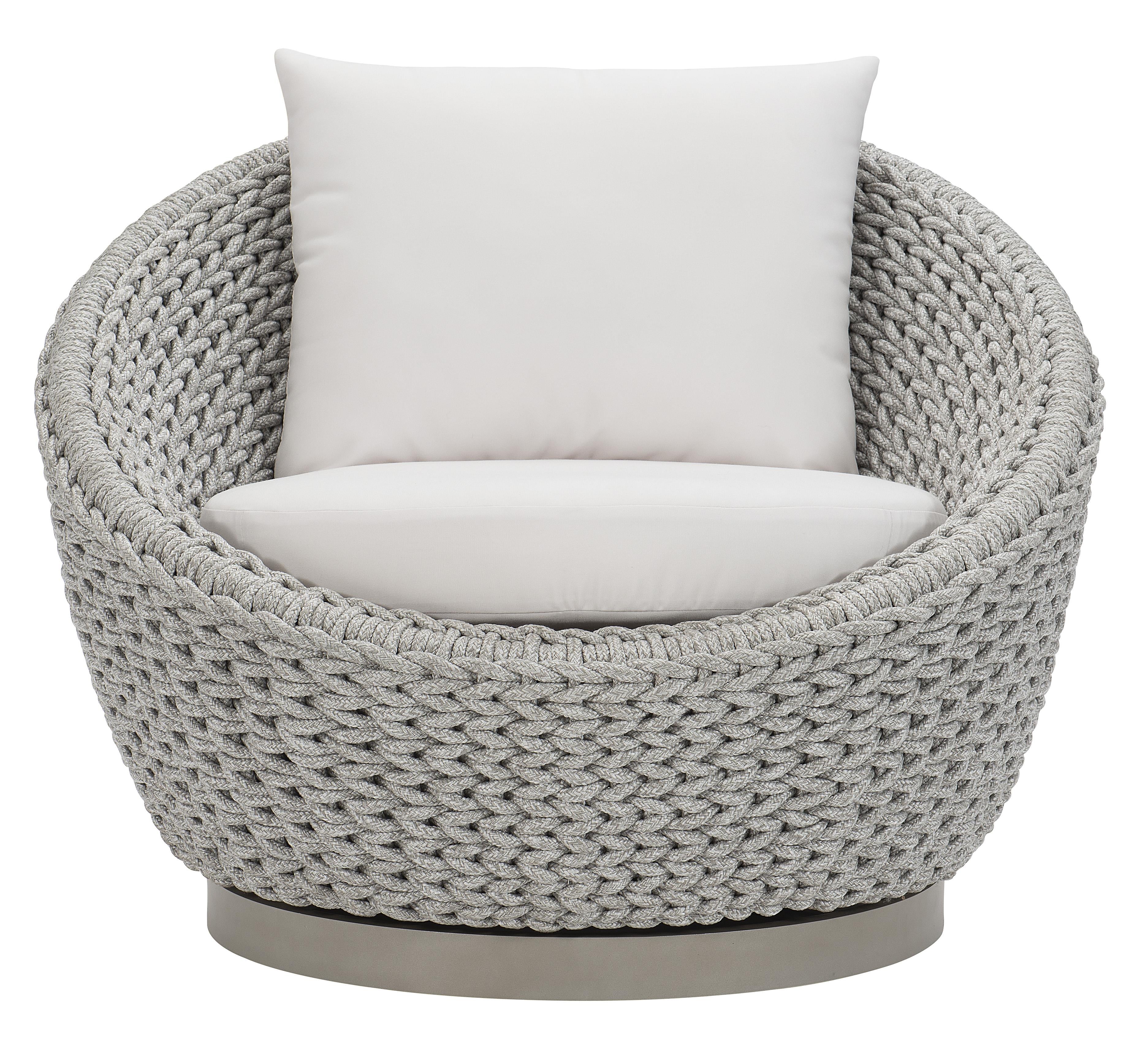 Savaii Marled Clay/White/Cream Outdoor Swivel Chair - Image 2
