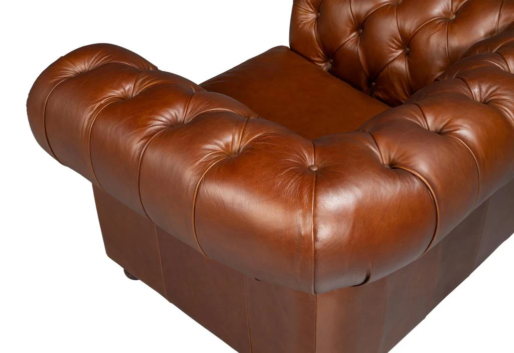 Savile Brown Leather Chair - Image 5
