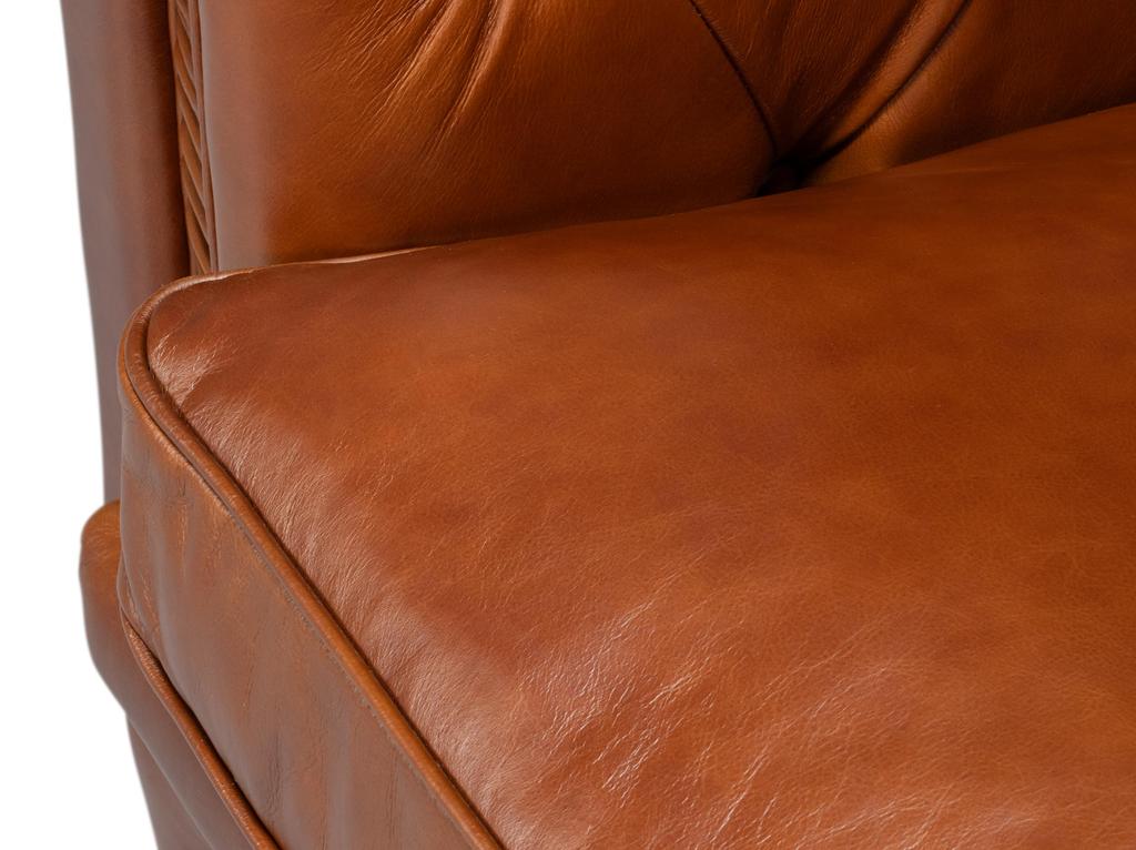 Savile Brown Leather Chair - Image 7