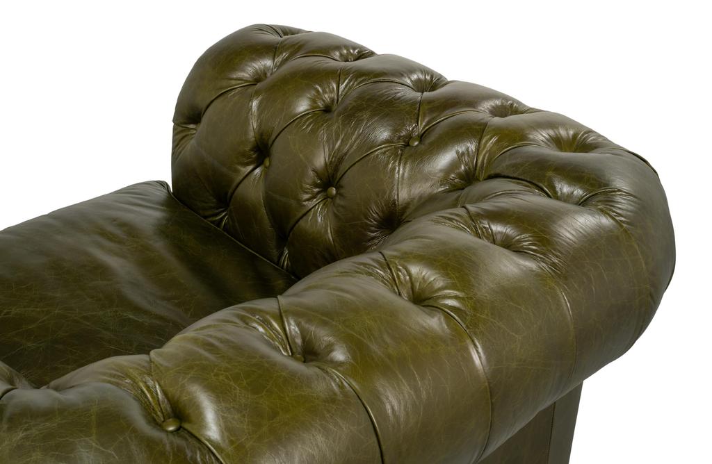 Savile Green Leather Chair - Image 6