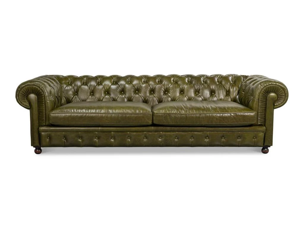 Savile Green Leather Sofa