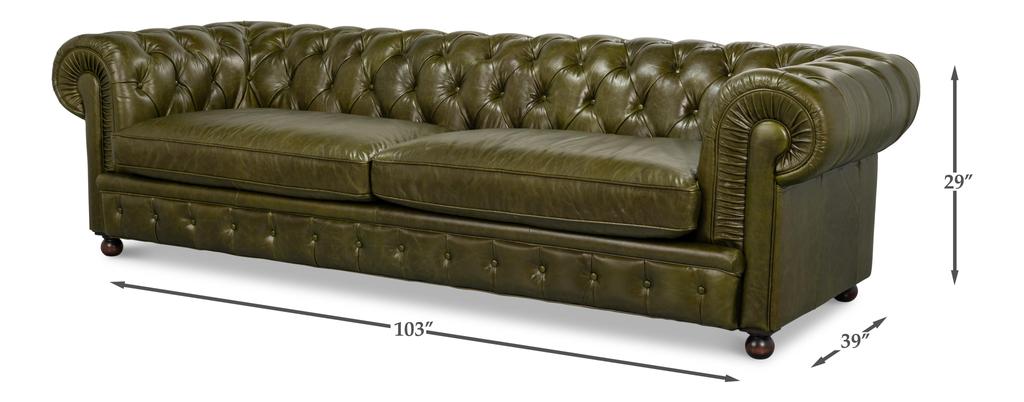 Savile Green Leather Sofa - Image 12