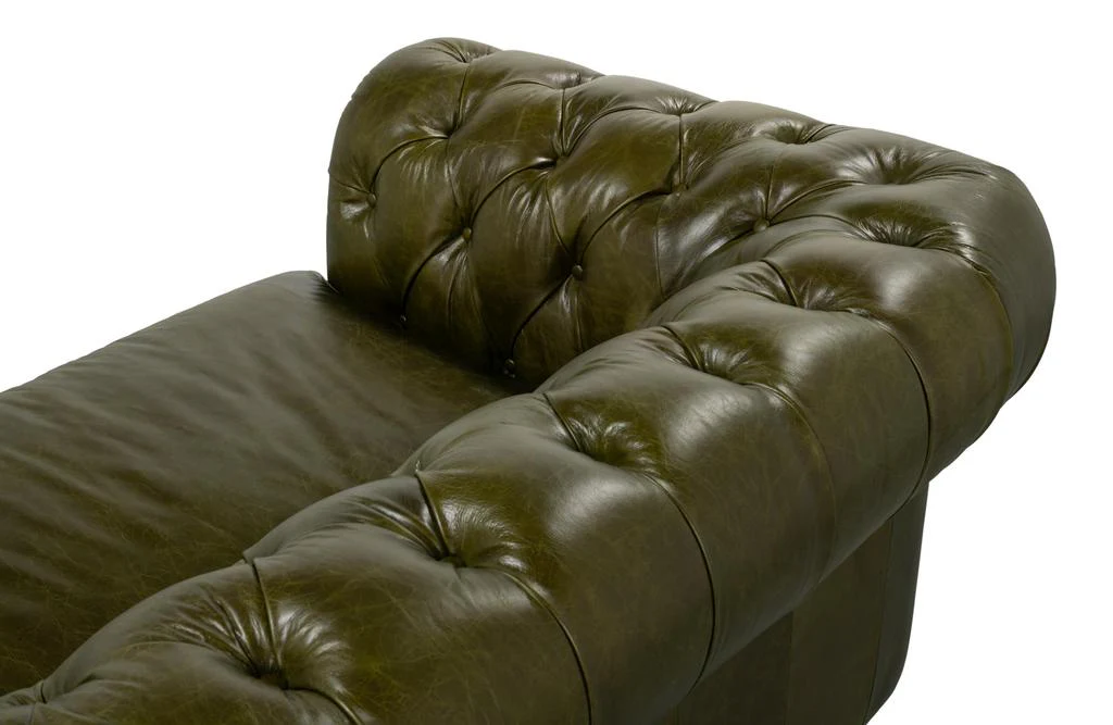 Savile Green Leather Sofa - Image 4