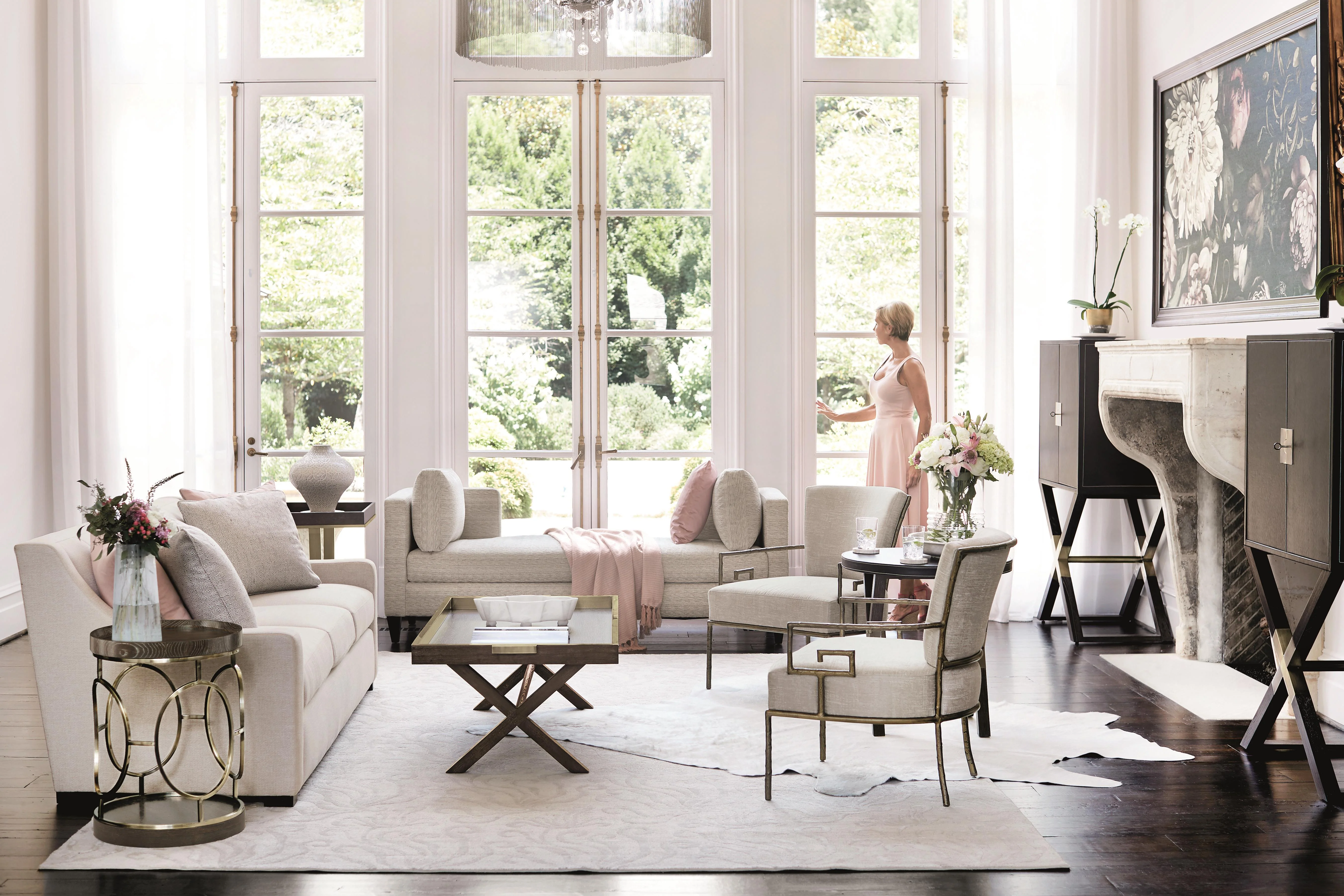 Saxon White/Cream Fabric Chaise - Image 9