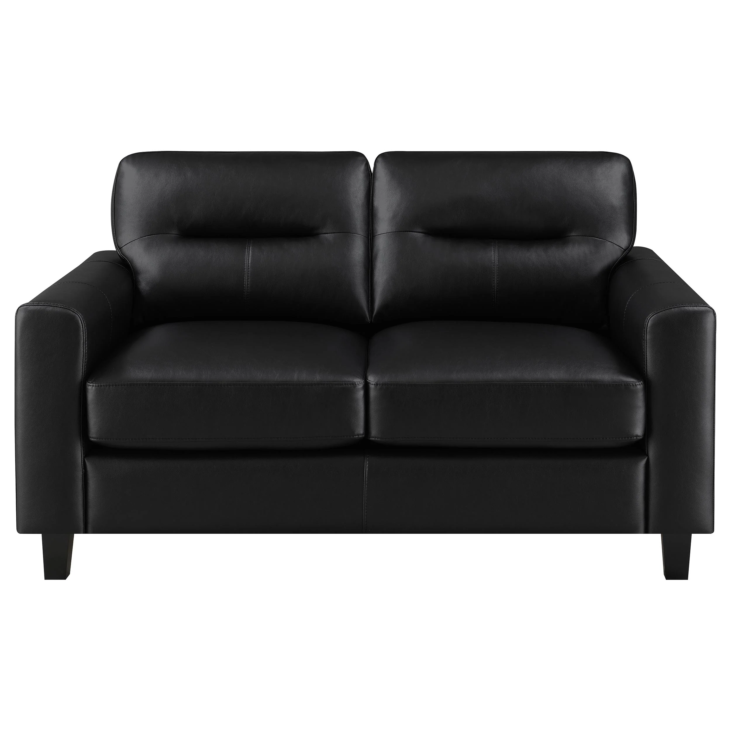 Scotland Black 2-piece Faux Leather Upholstered Sofa Set - Image 8