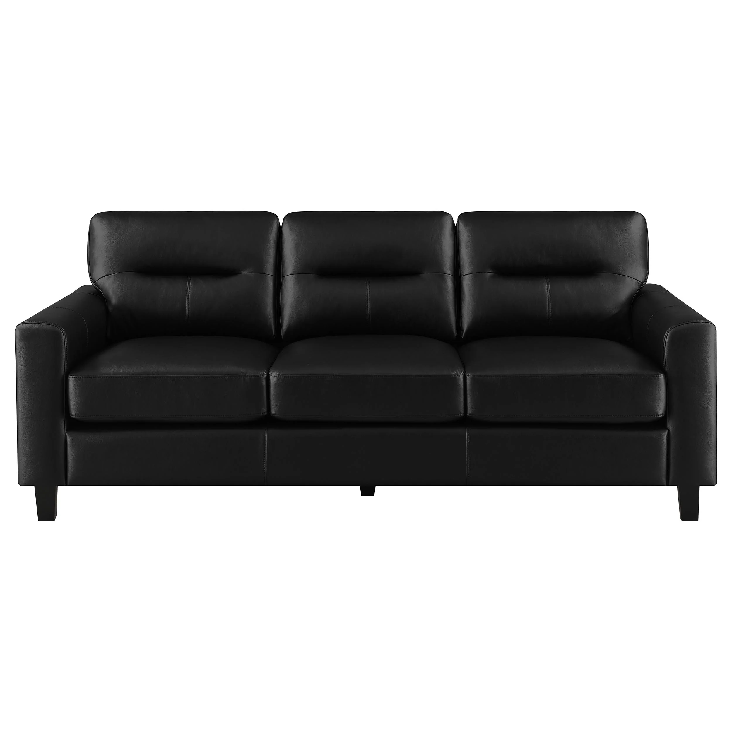 Scotland Black 3-piece Faux Leather Upholstered Sofa Set - Image 3