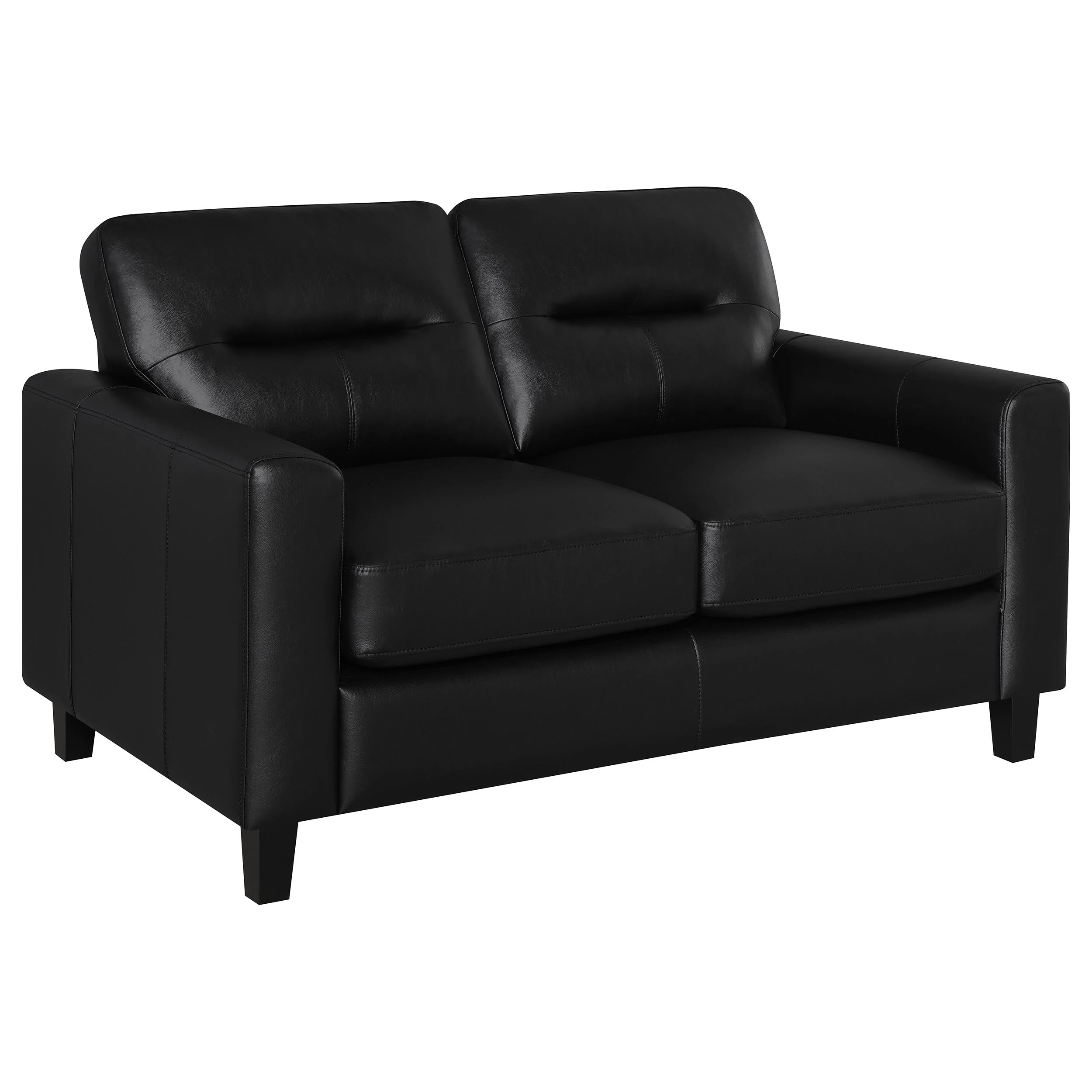 Scotland Black 3-piece Faux Leather Upholstered Sofa Set - Image 6