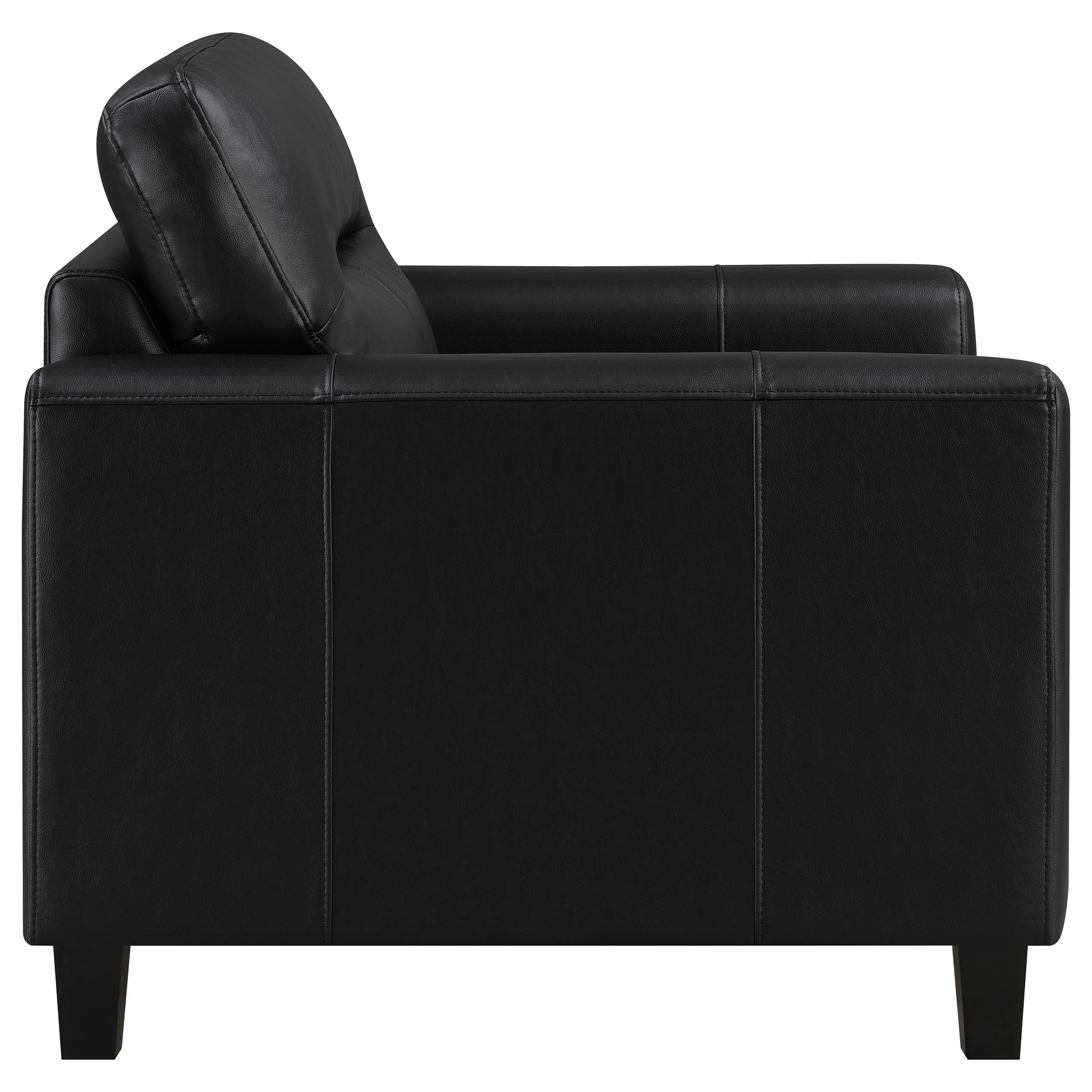 Scotland Black Faux Leather Upholstered Track Arm Chair - Image 7