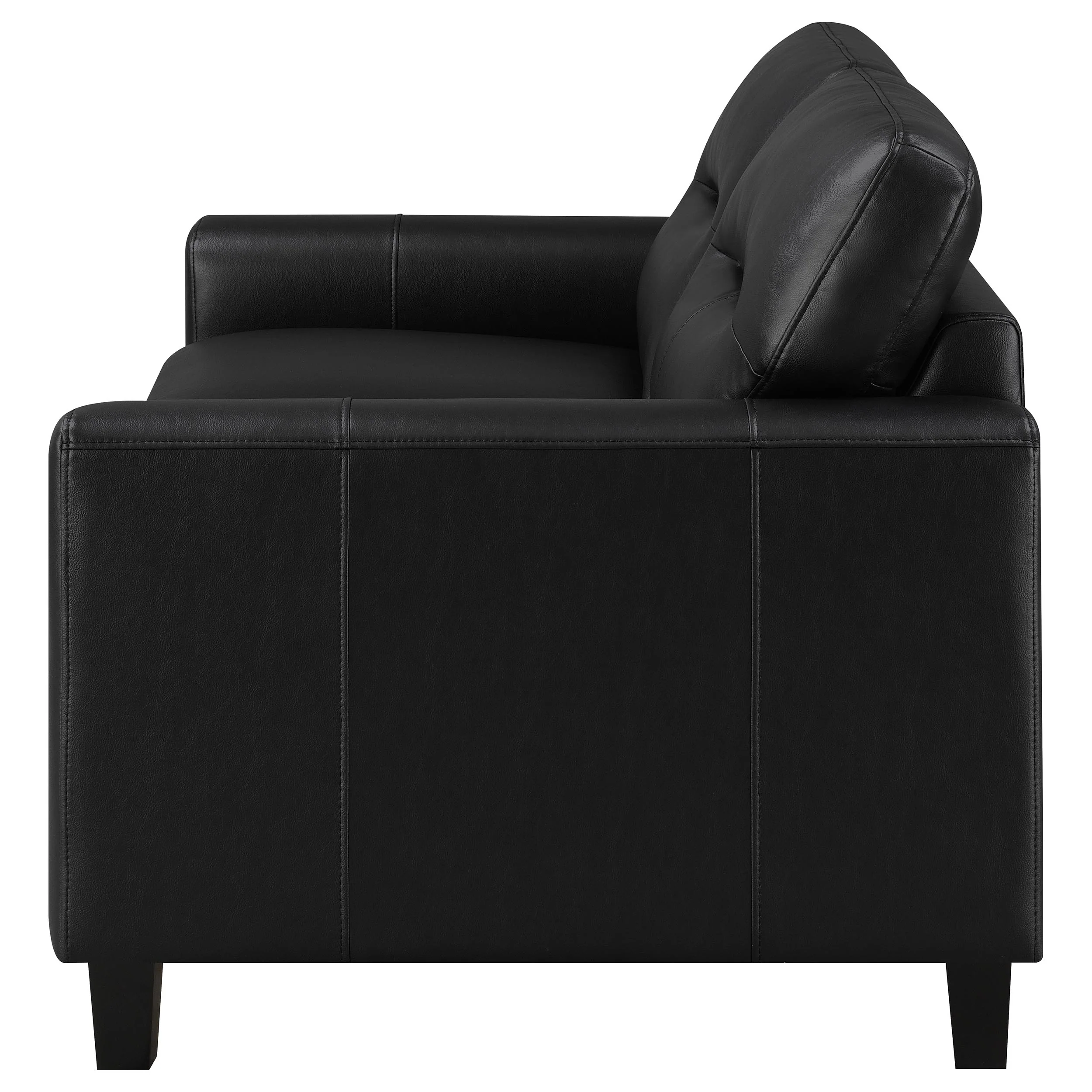 Scotland Black Faux Leather Upholstered Track Arm Loveseat - Image 4