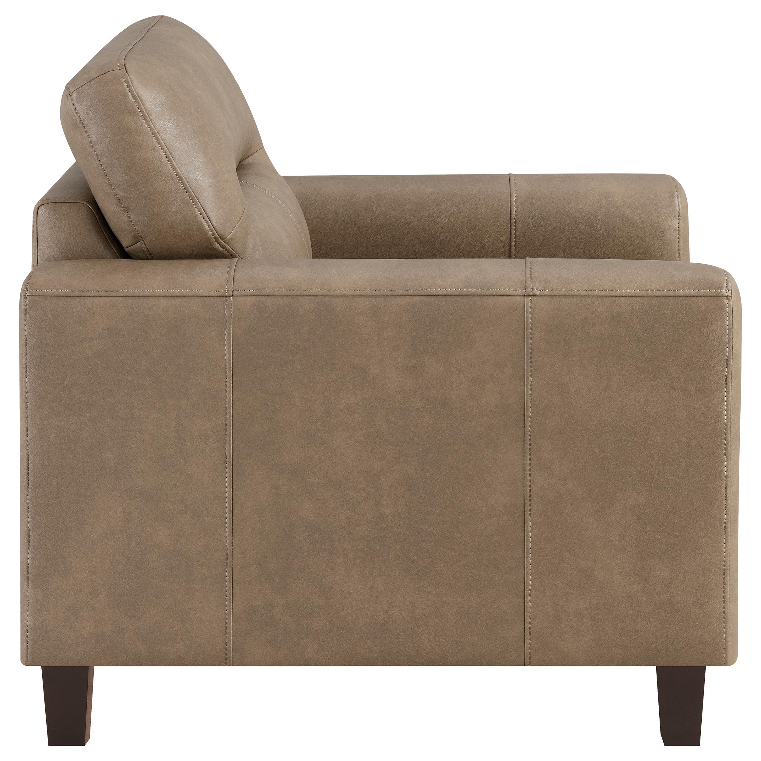 Scotland Brown Faux Leather Upholstered Track Arm Chair - Image 7