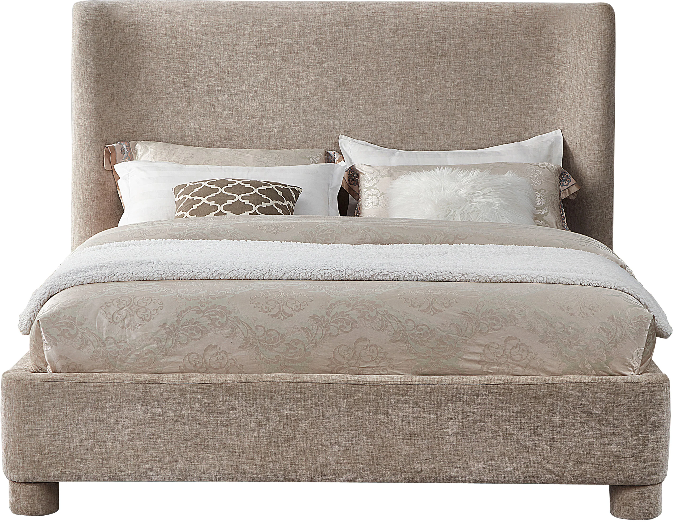 Seabreeze Beige Fabric Upholstered Queen Bed - Image 3