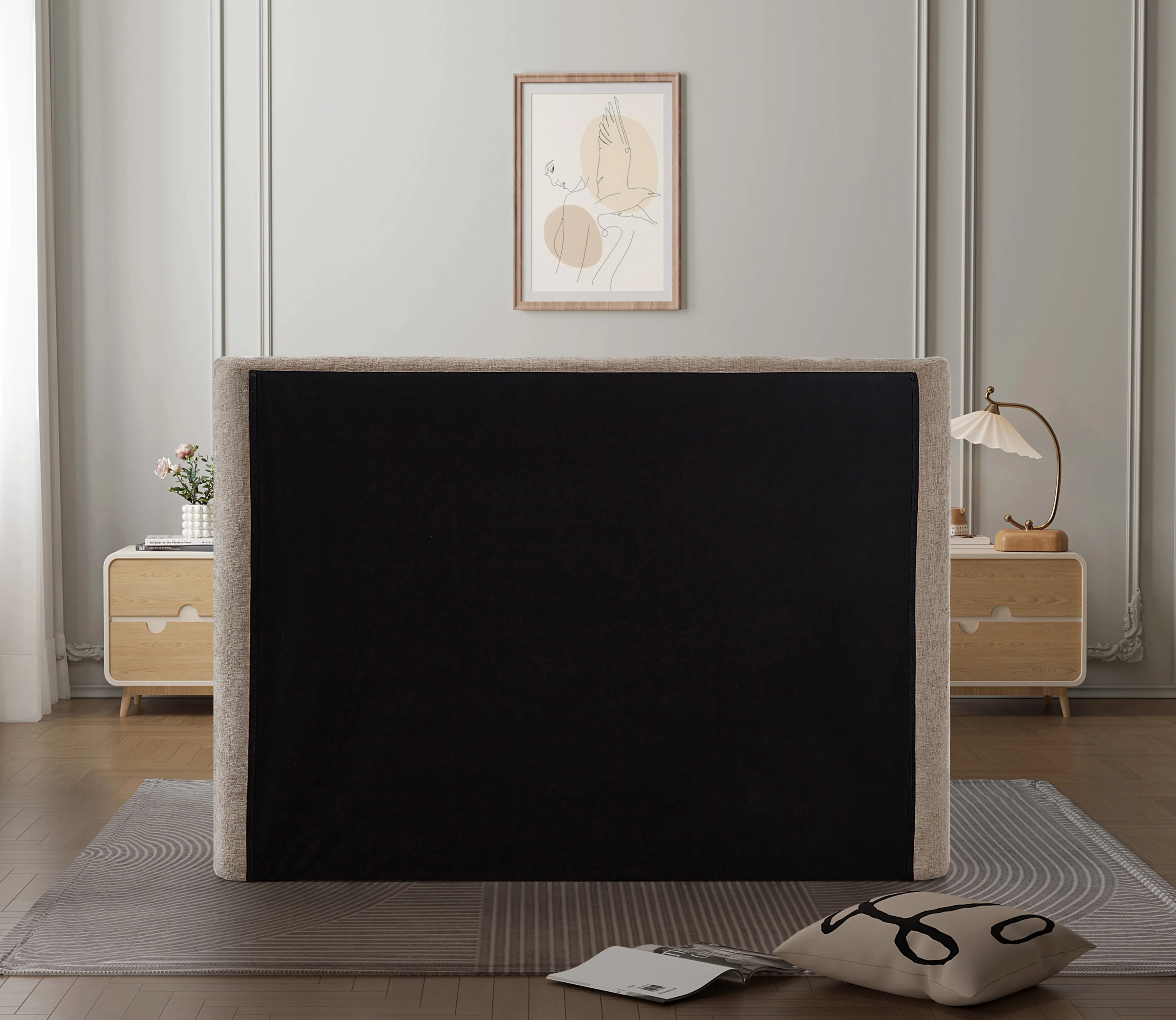 Seabreeze Beige Fabric Upholstered Queen Bed - Image 8