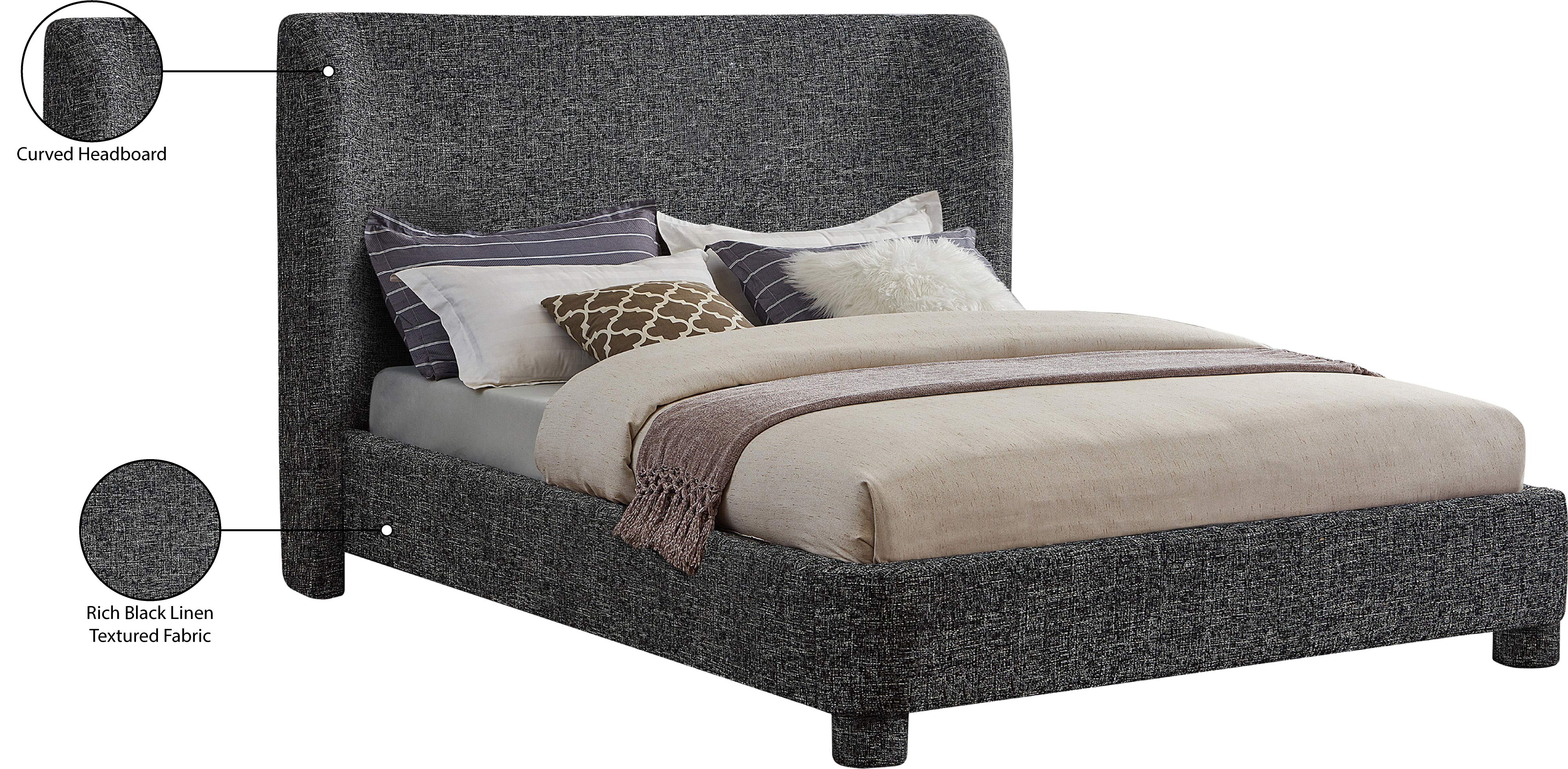 Seabreeze Black Textured Fabric Upholstered King Bed - Image 8
