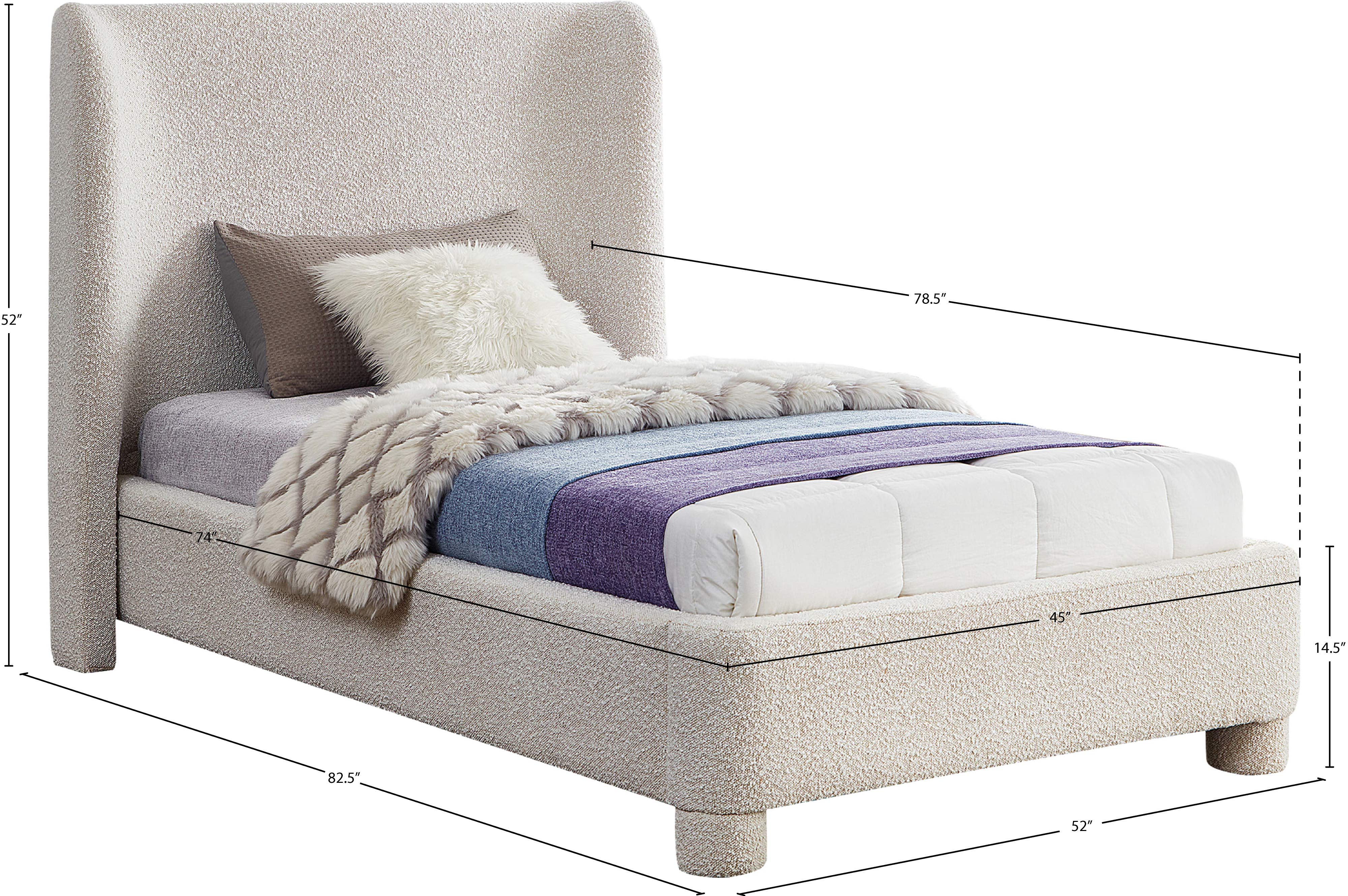 Seabreeze Cream Fabric Upholstered Twin Bed - Image 7