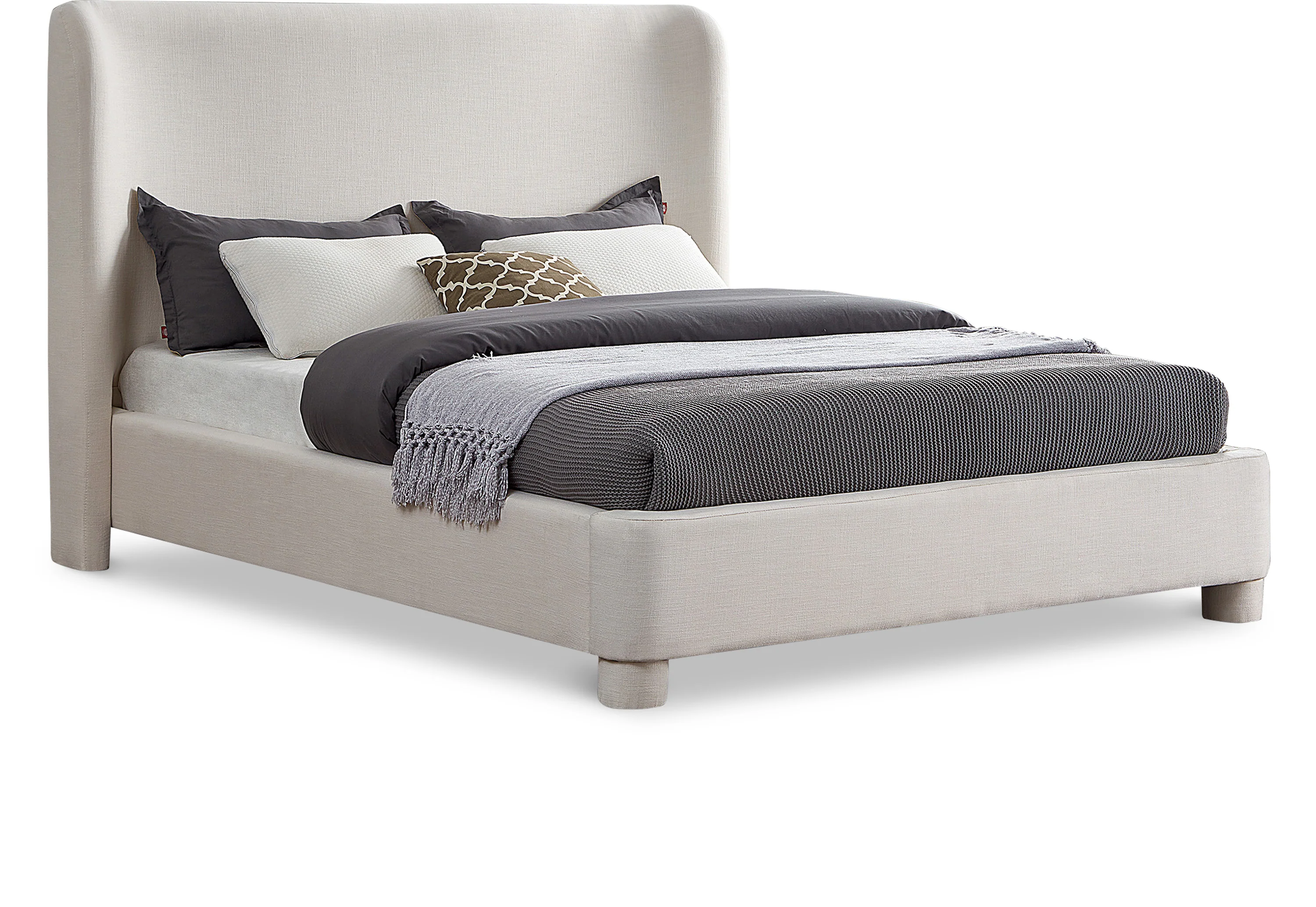 Seabreeze Cream Textured Fabric Upholstered Queen Bed - Image 2