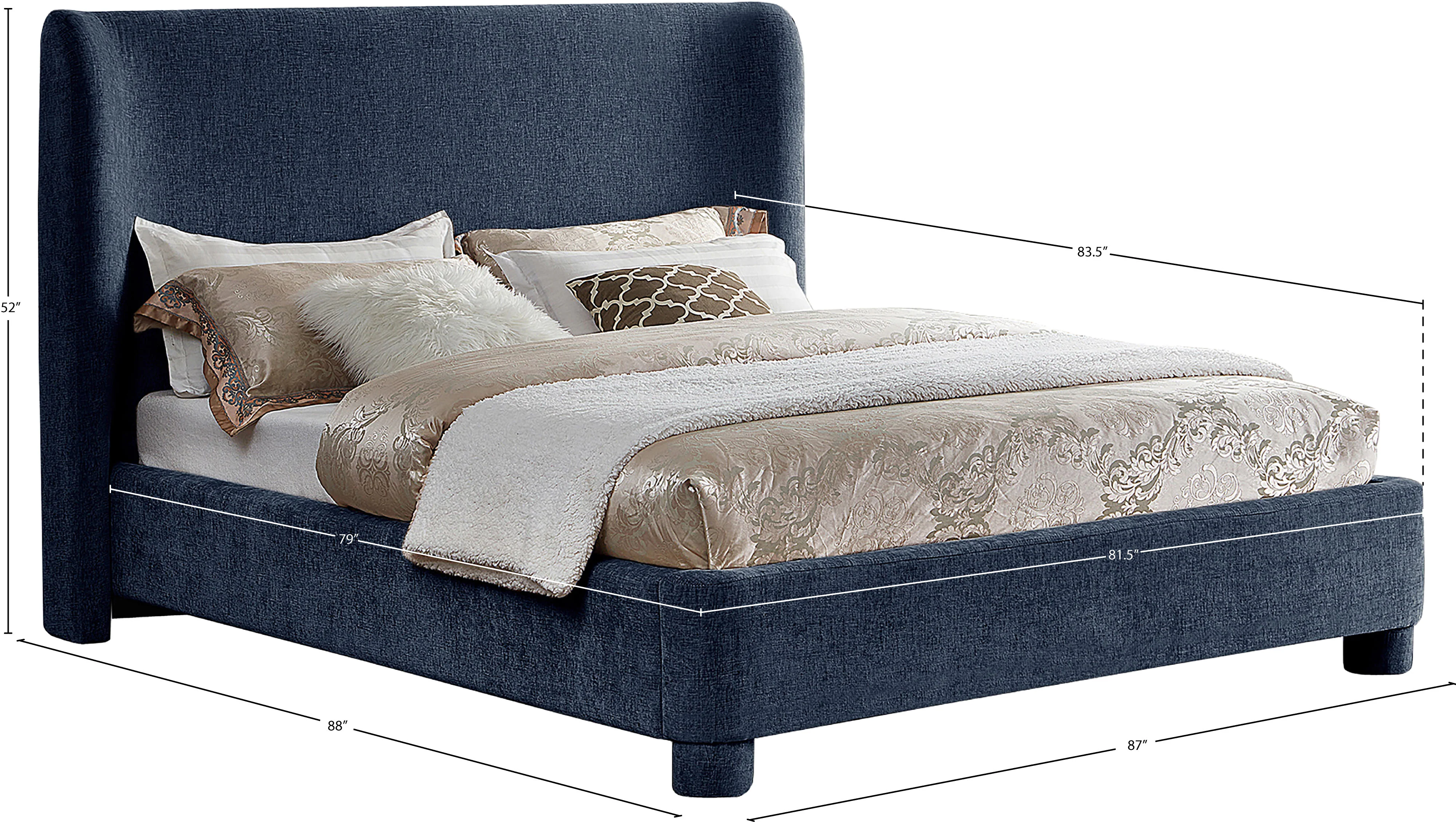 Seabreeze Navy Fabric Upholstered King Bed - Image 10