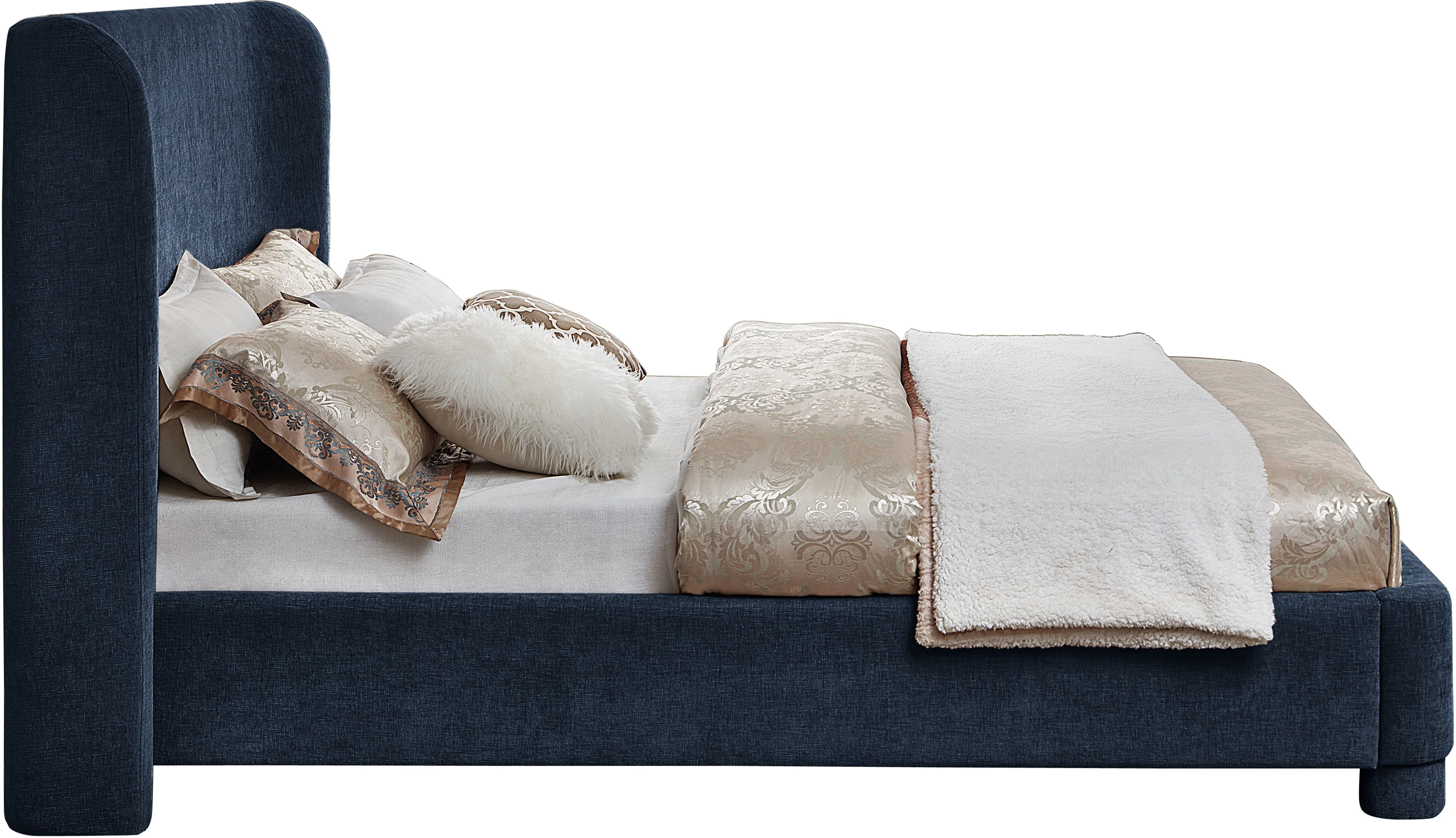 Seabreeze Navy Fabric Upholstered Queen Bed - Image 5