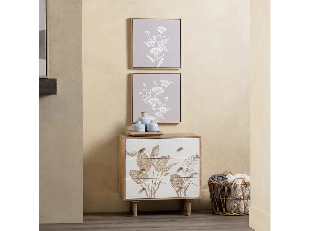 Seaside White/Brown Three-Drawer Chest