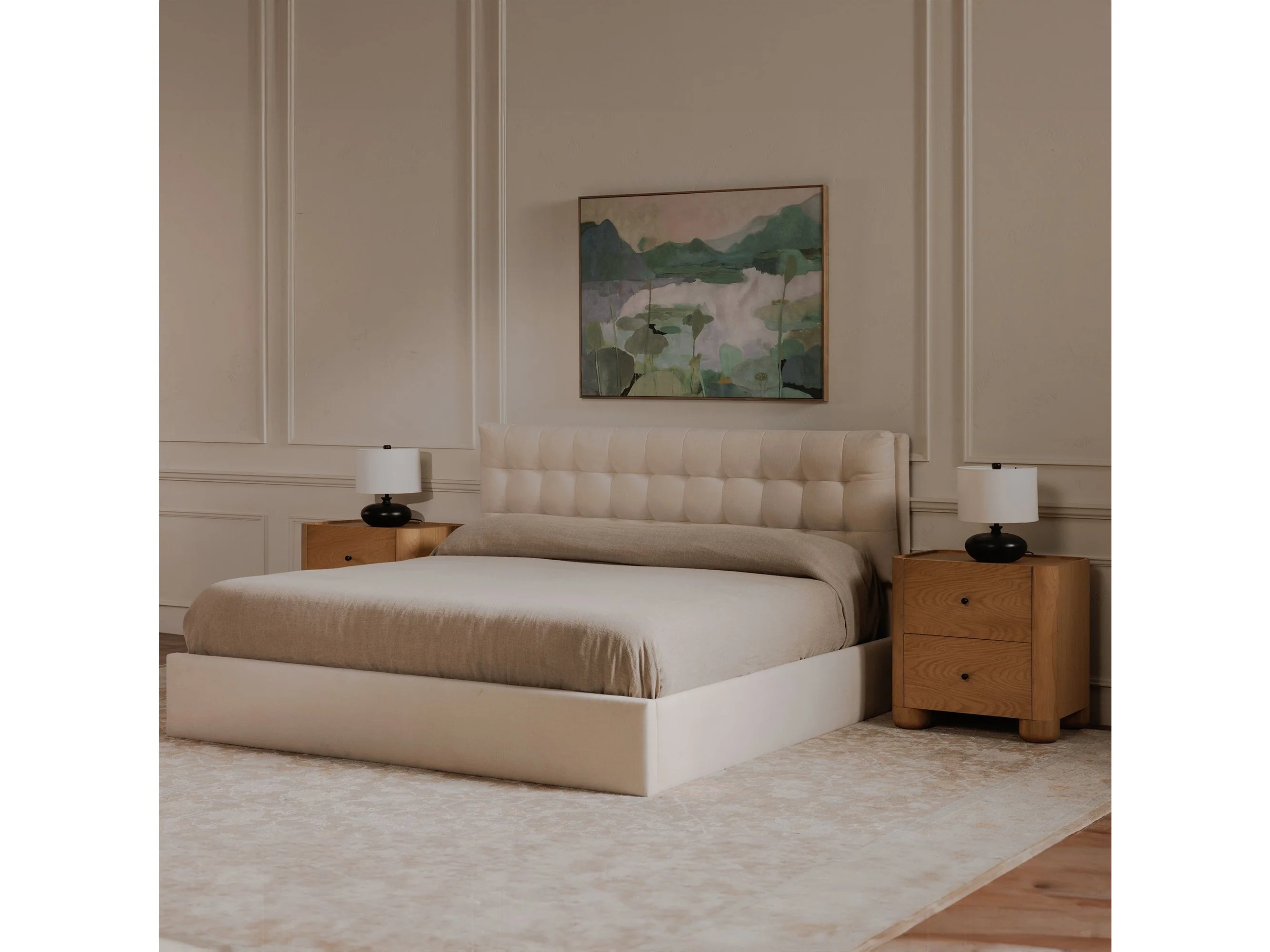 Sebastion Cream King Storage Bed