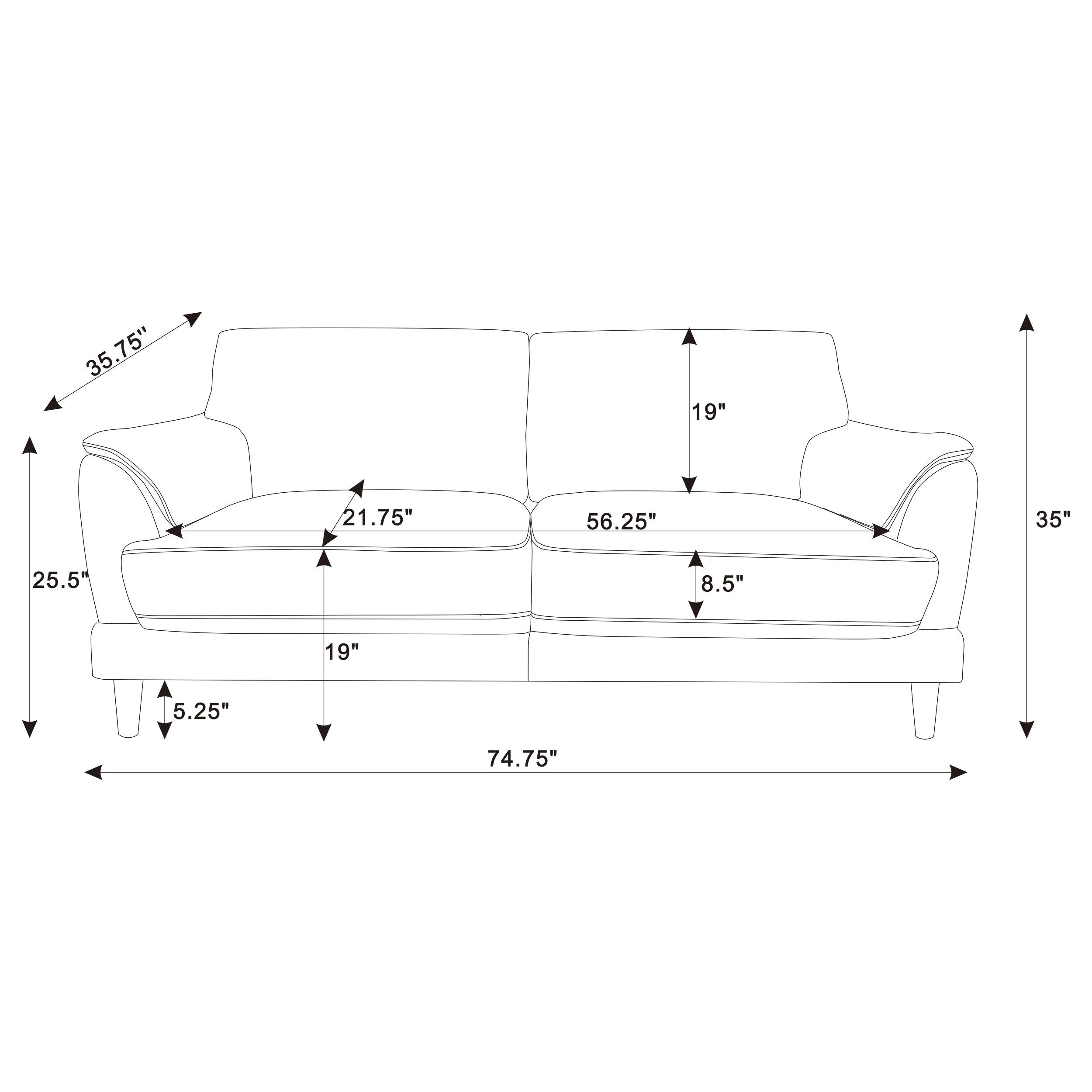Selma Rust 2-piece Velvet Upholstered Crescent Arm Sofa Set - Image 10