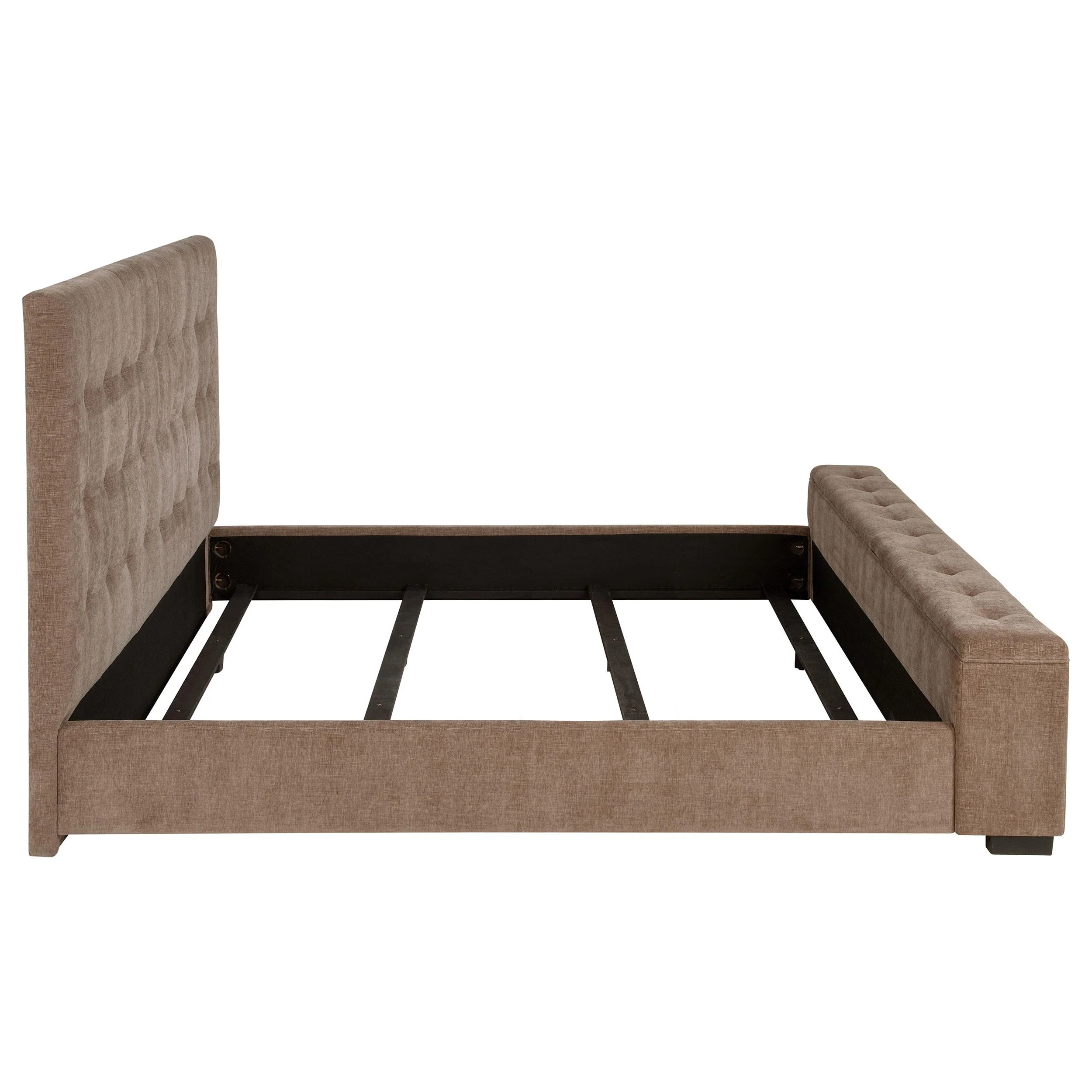 Senna Brown Upholstered Eastern King Audio Flame Visualizer Bed - Image 6