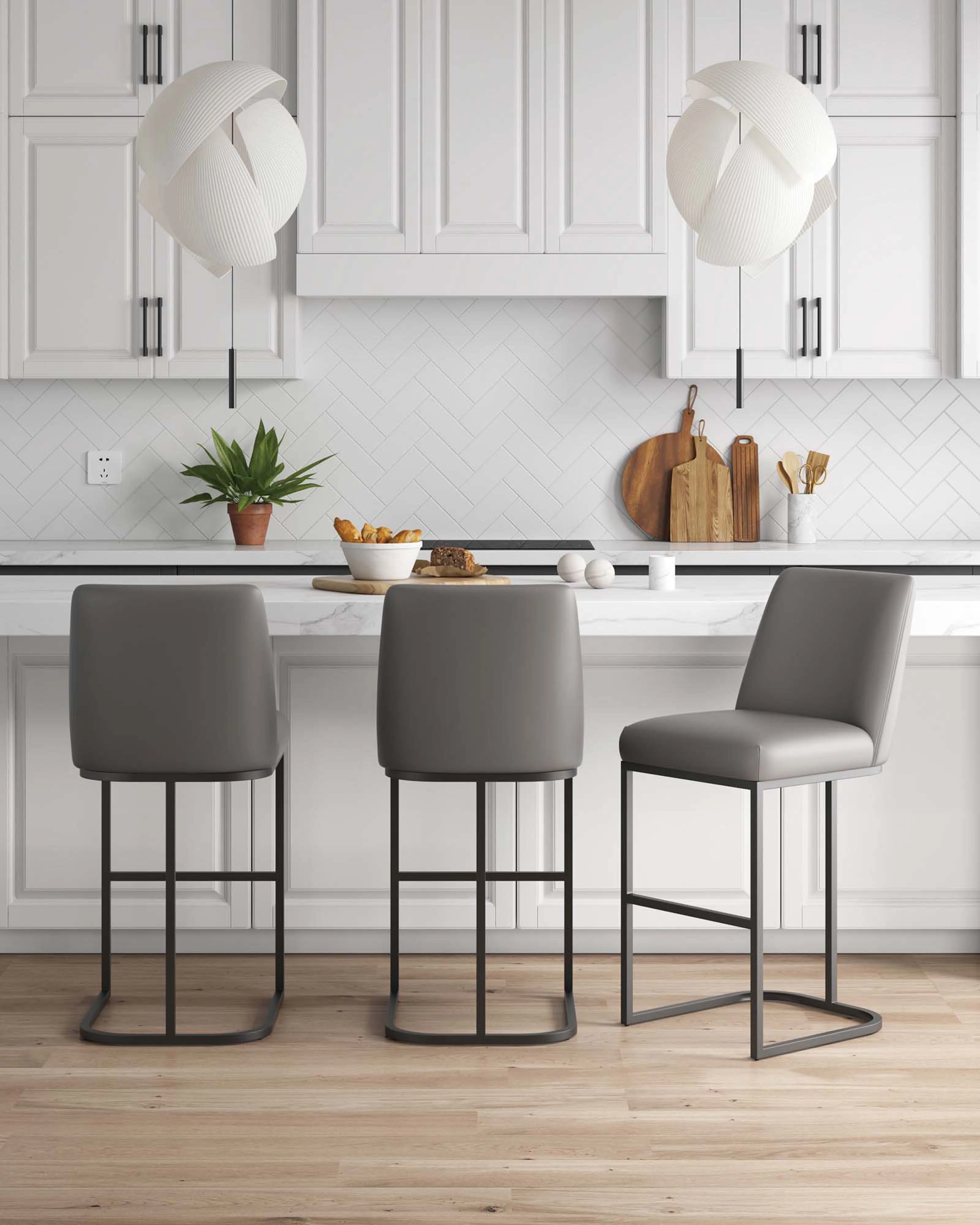 Serena Barstool in Grey (set of 3) - Image 2