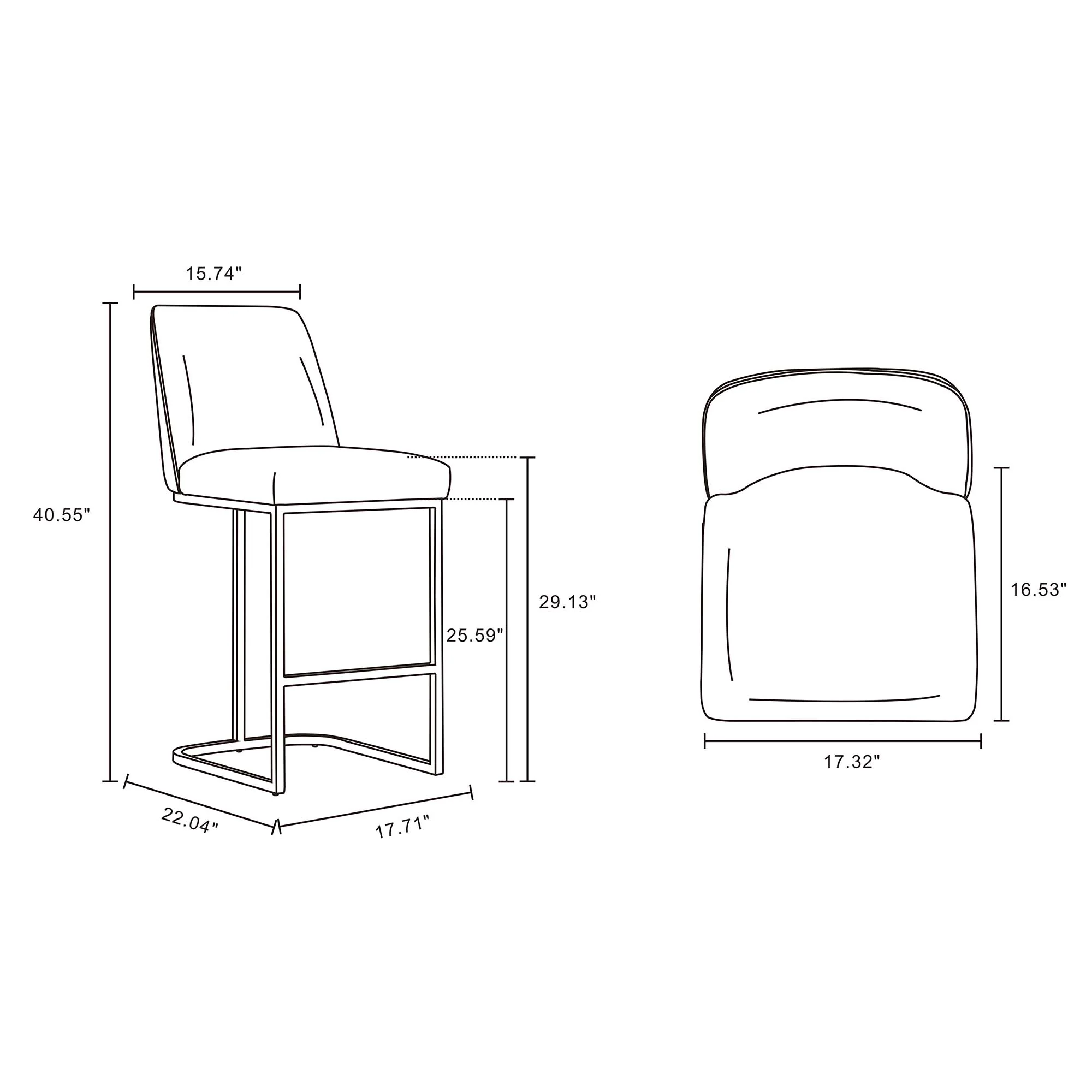 Serena Barstool in Light Grey - Image 3