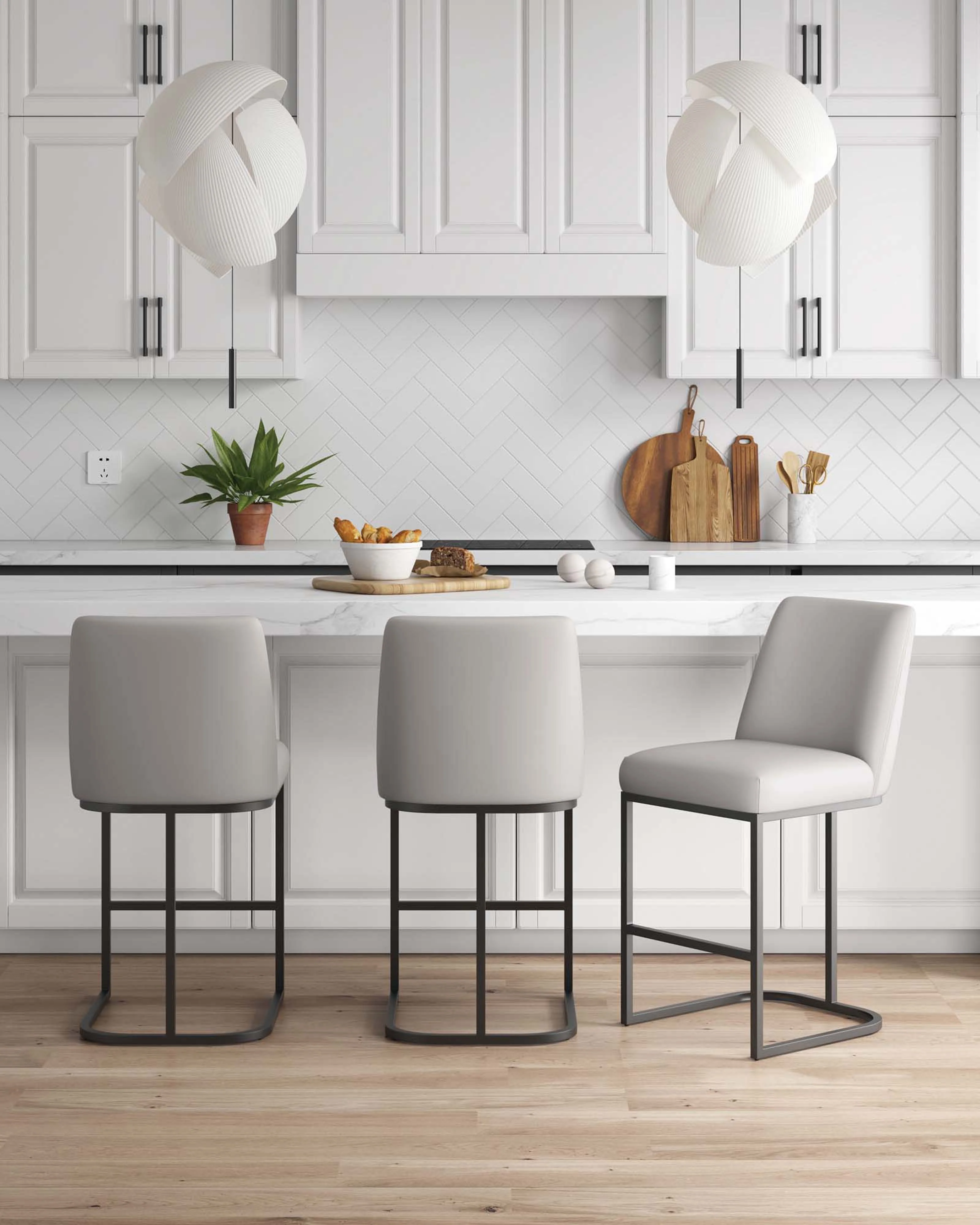 Serena Counter Stool in Light Grey (set of 3) - Image 2