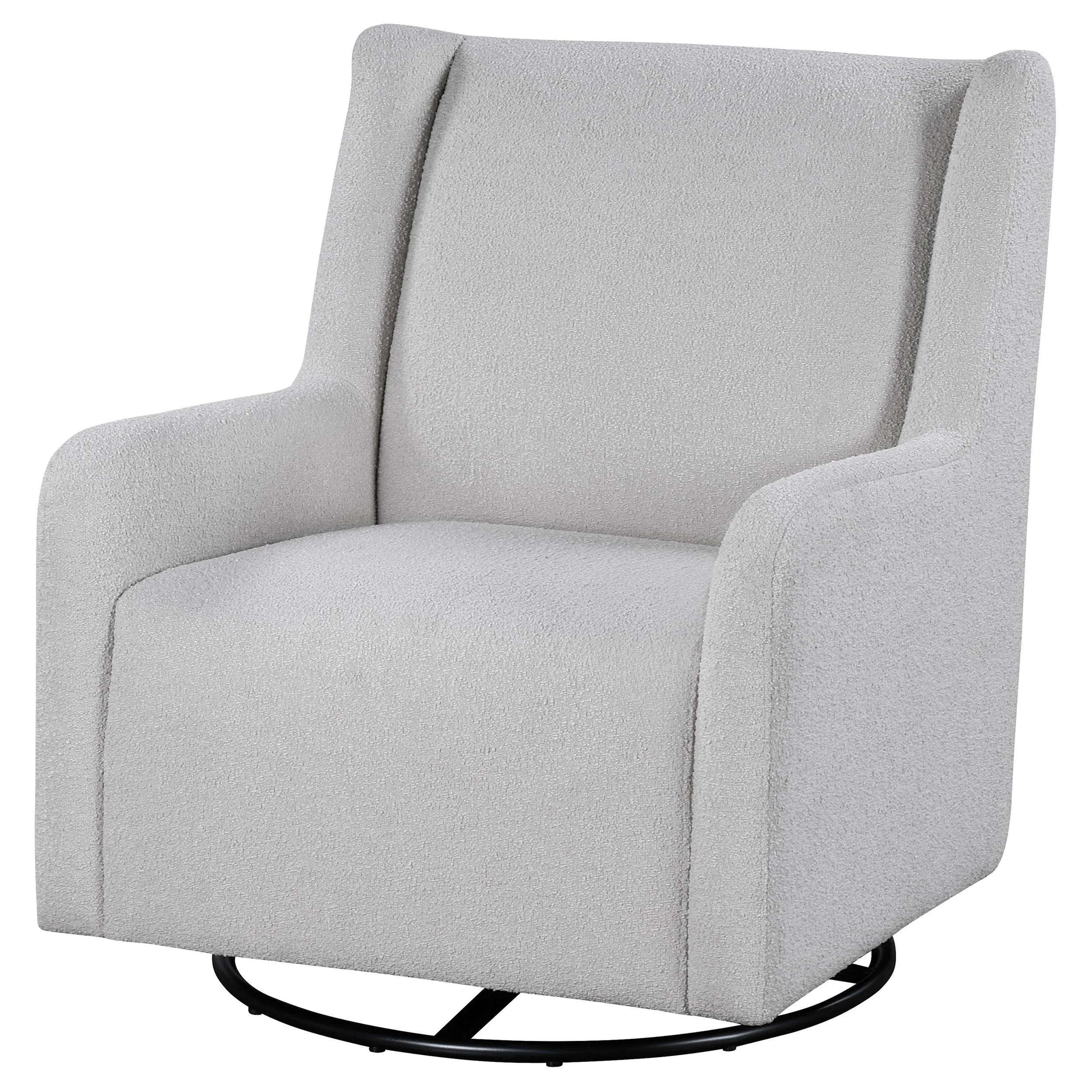 Serra Dove Grey Boucle Upholstered Swivel Glider - Image 4