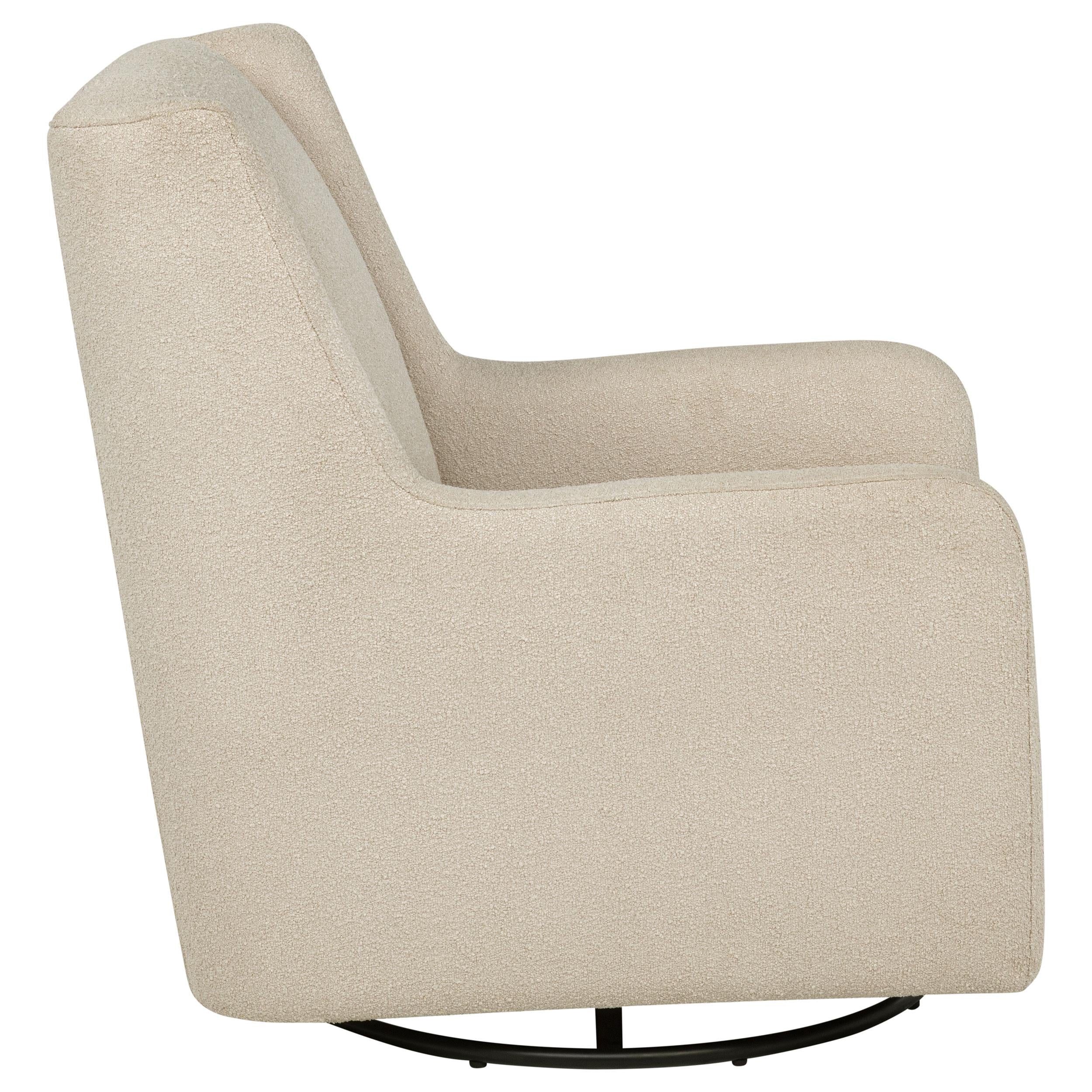 Serra Sandy Beige Boucle Upholstered Swivel Glider - Image 9