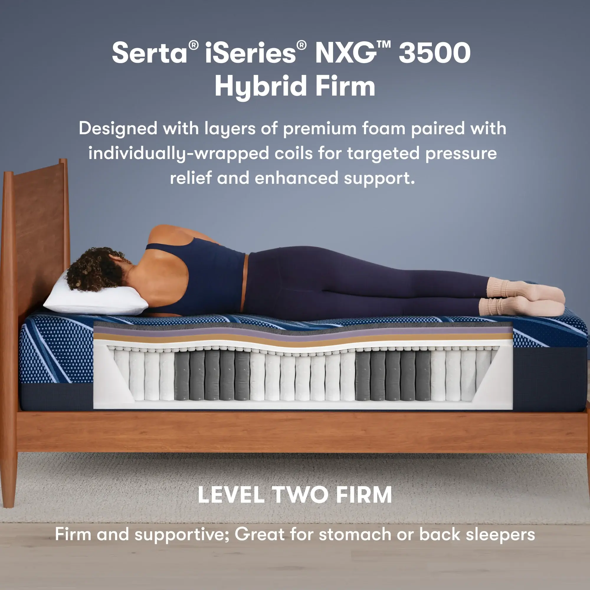 Serta Blue iSeries NXG Split‑Head Queen 13.5" Hybrid Firm Mattress - Image 4
