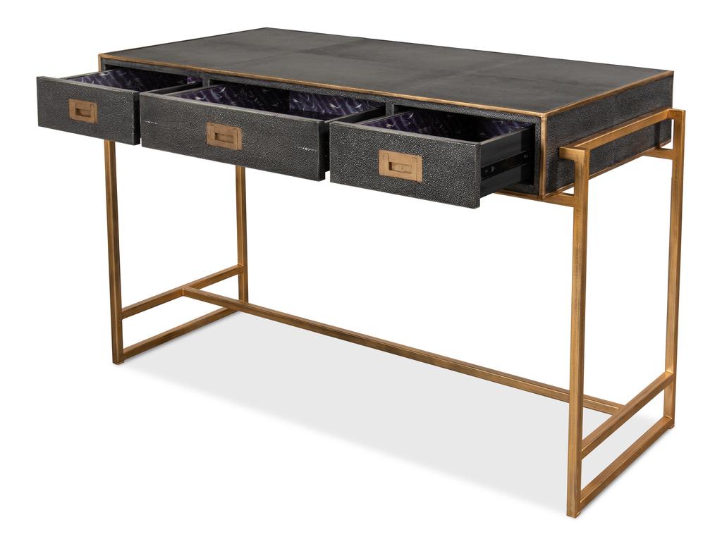 Shagreen Atelier Grey Leather Desk - Image 9