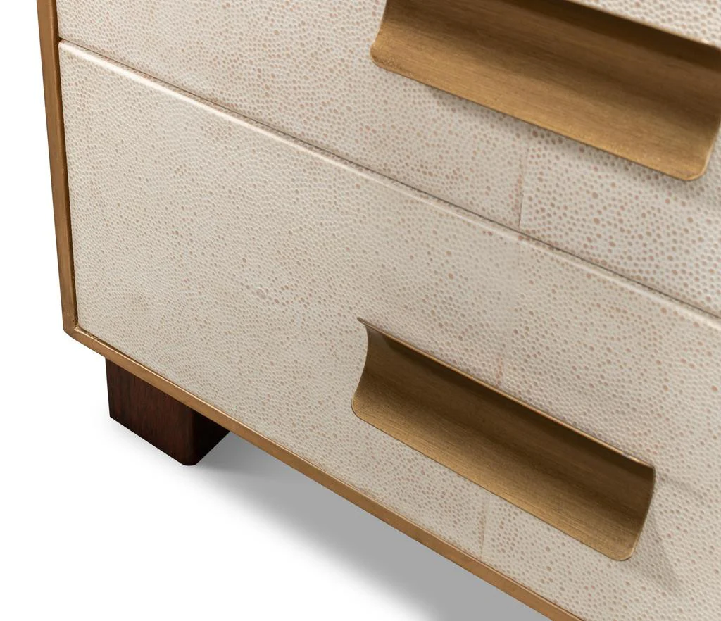 Shagreen White Three Drawer Side Table - Image 8