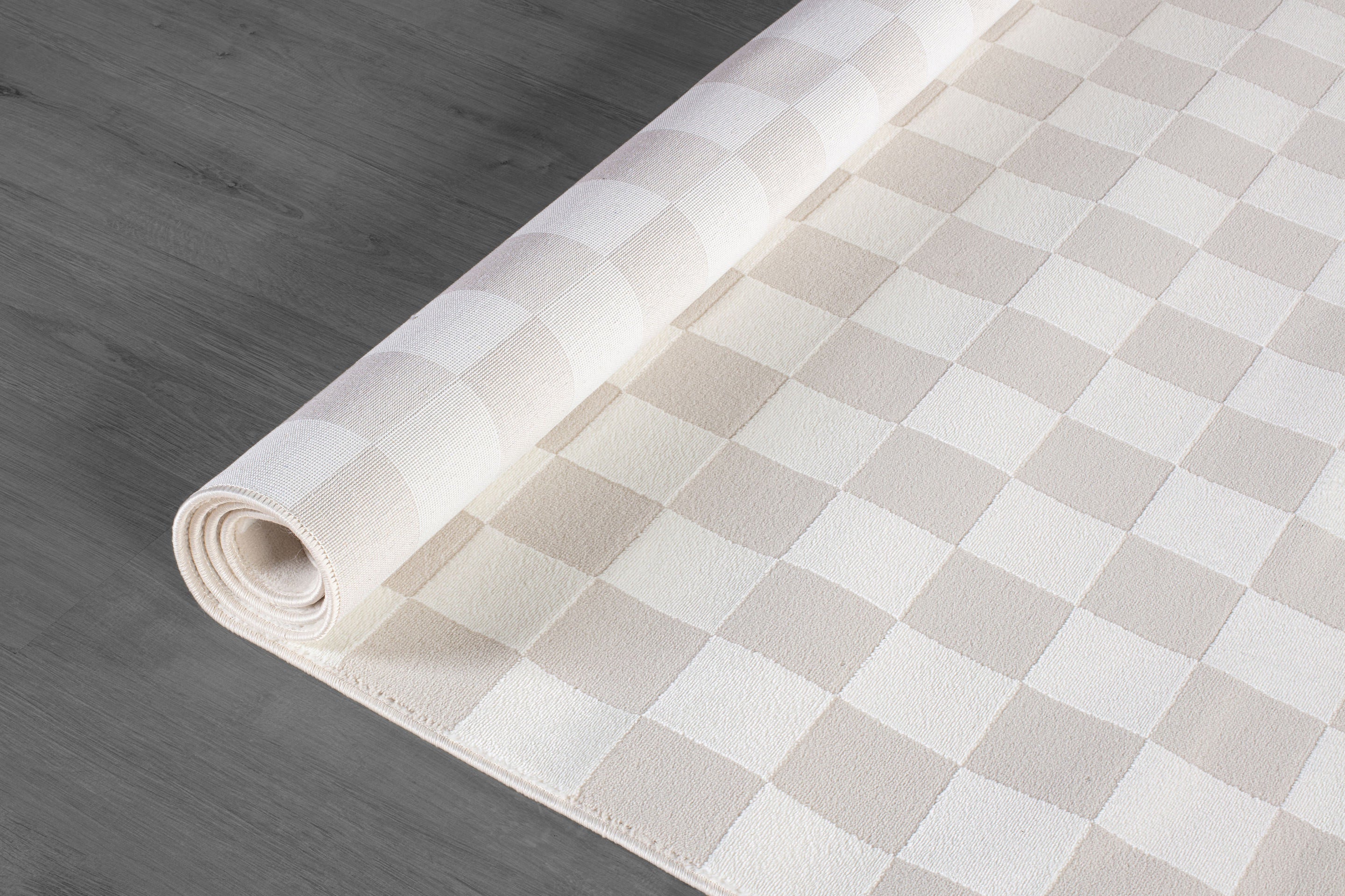 Shape Beige White Abstract Checkered Soft Stain Resistant Non Shedding Area Rugs - Image 10