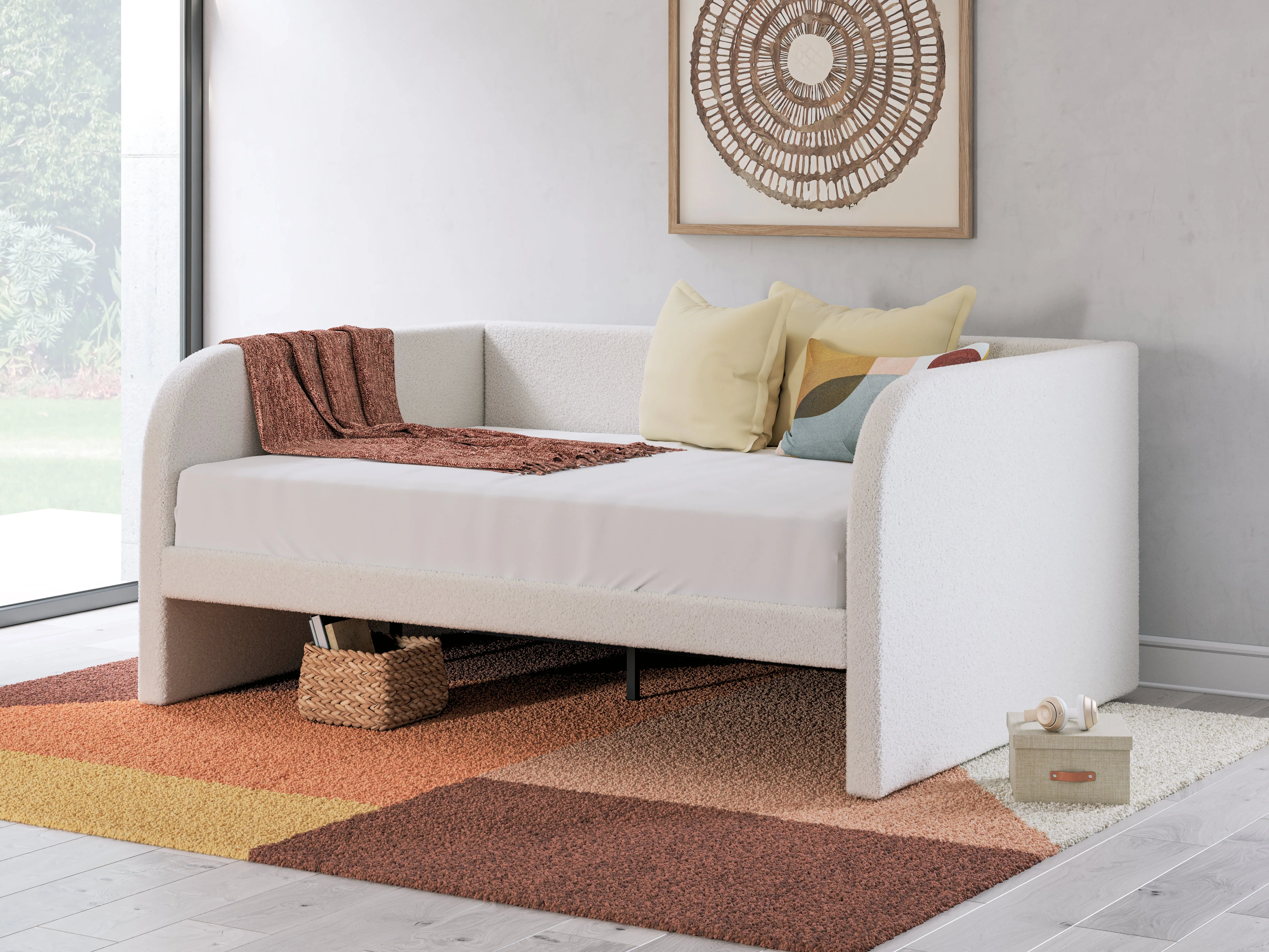 Shapella Tan/White Full Upholstered Day Bed (Online Special Price) - Image 2