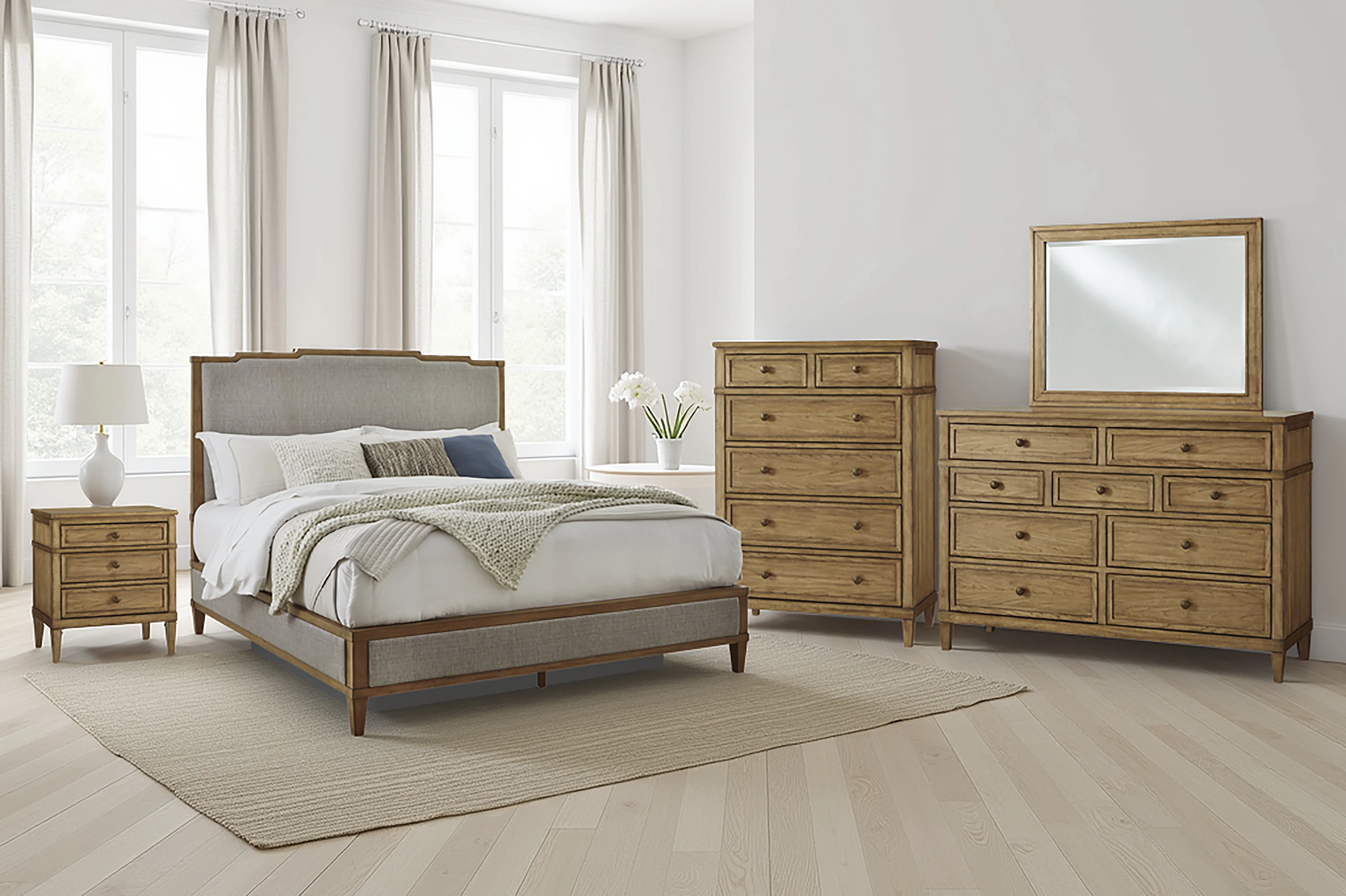 Sharlance Green/Brown Queen Upholstered Panel Bed - Image 2