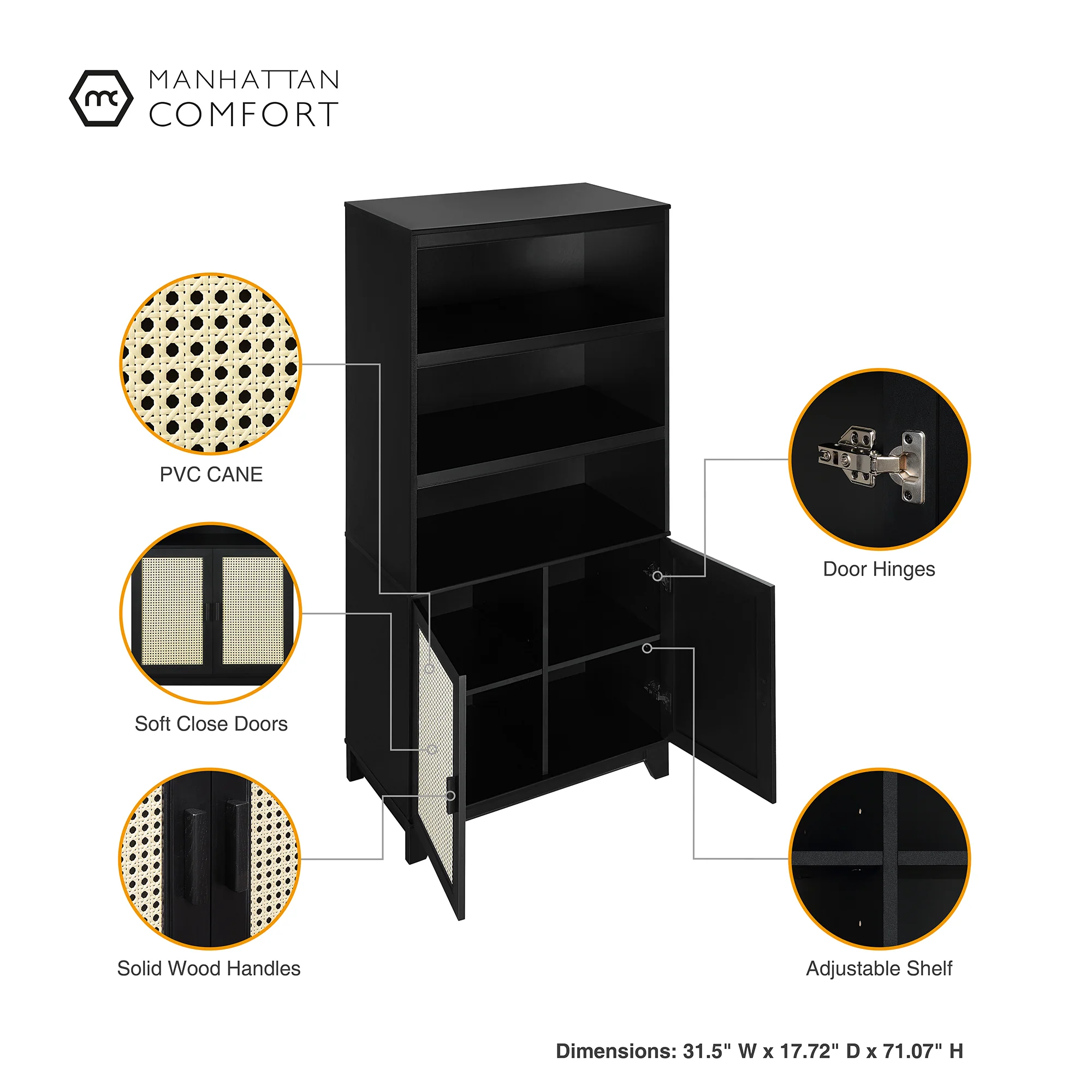 Sheridan 4-Piece Set: Bookcase, TV Stand, Sideboard, End Table in Black - Image 7