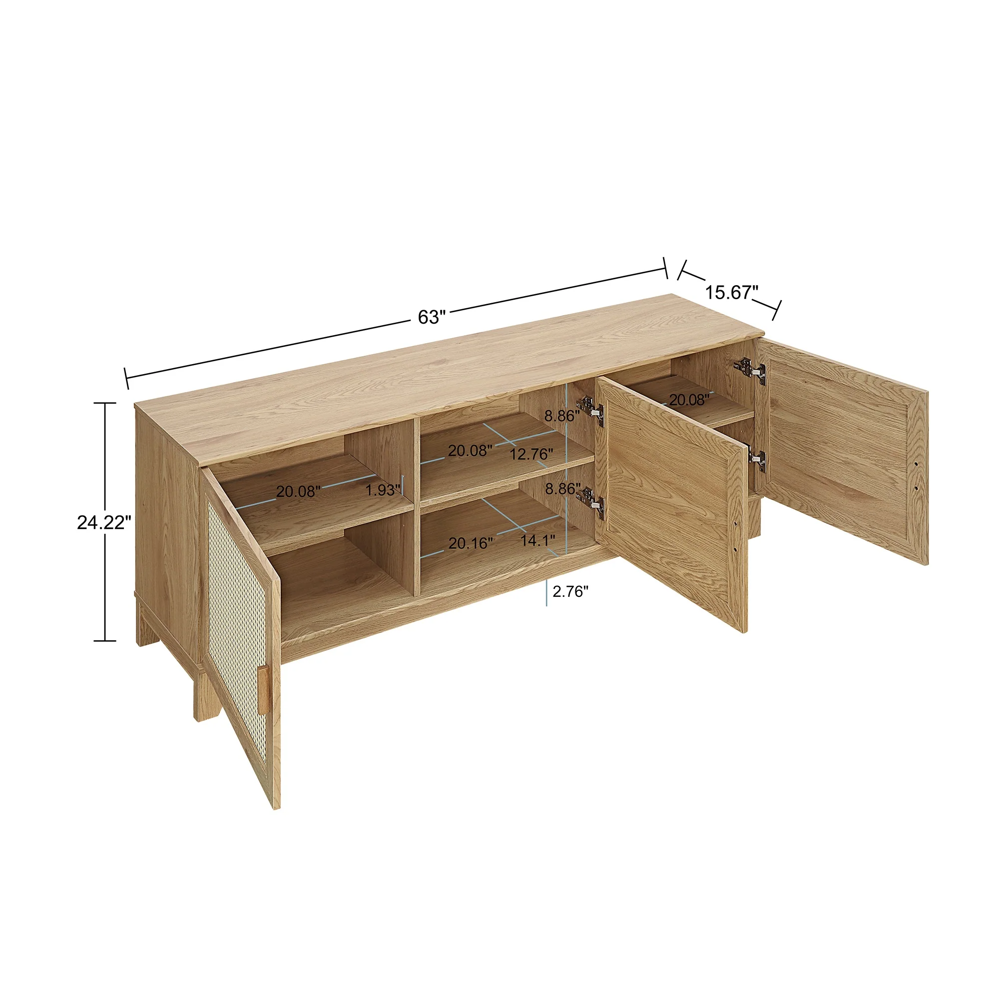 Sheridan 4-Piece Set: Bookcase, TV Stand, Sideboard, End Table in Nature - Image 13
