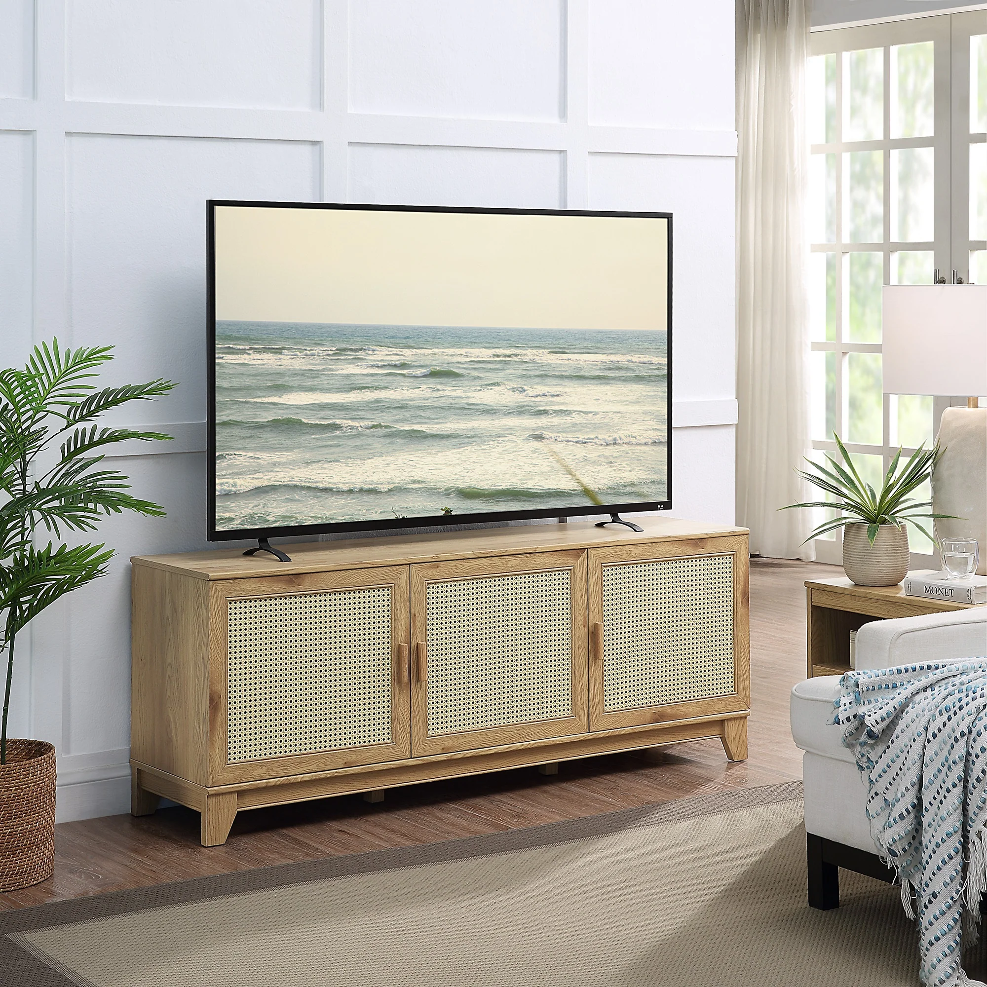 Sheridan 4-Piece Set: Bookcase, TV Stand, Sideboard, End Table in Nature - Image 5