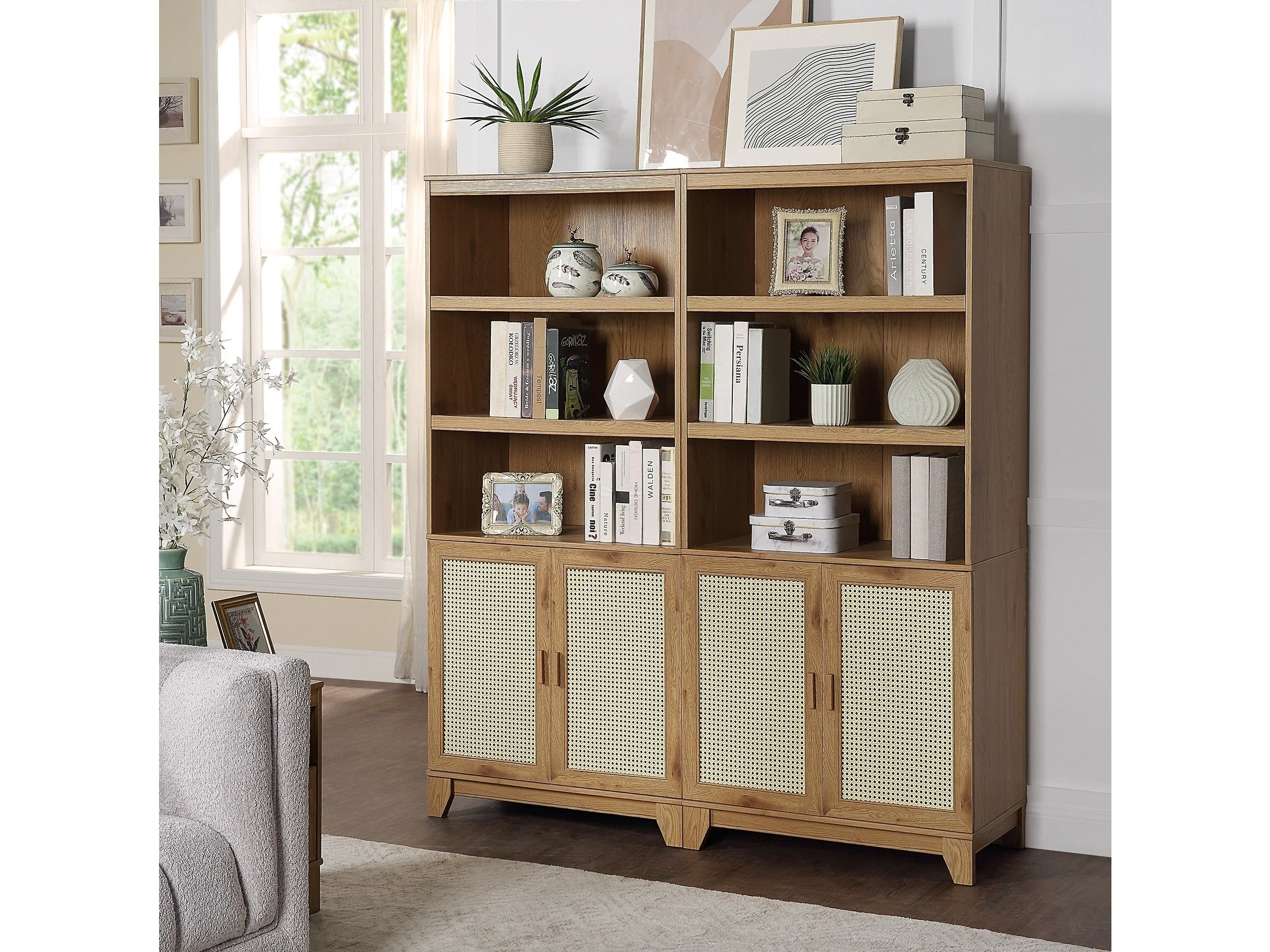 Sheridan Bookcase Cabinet in Nature (set of 2)